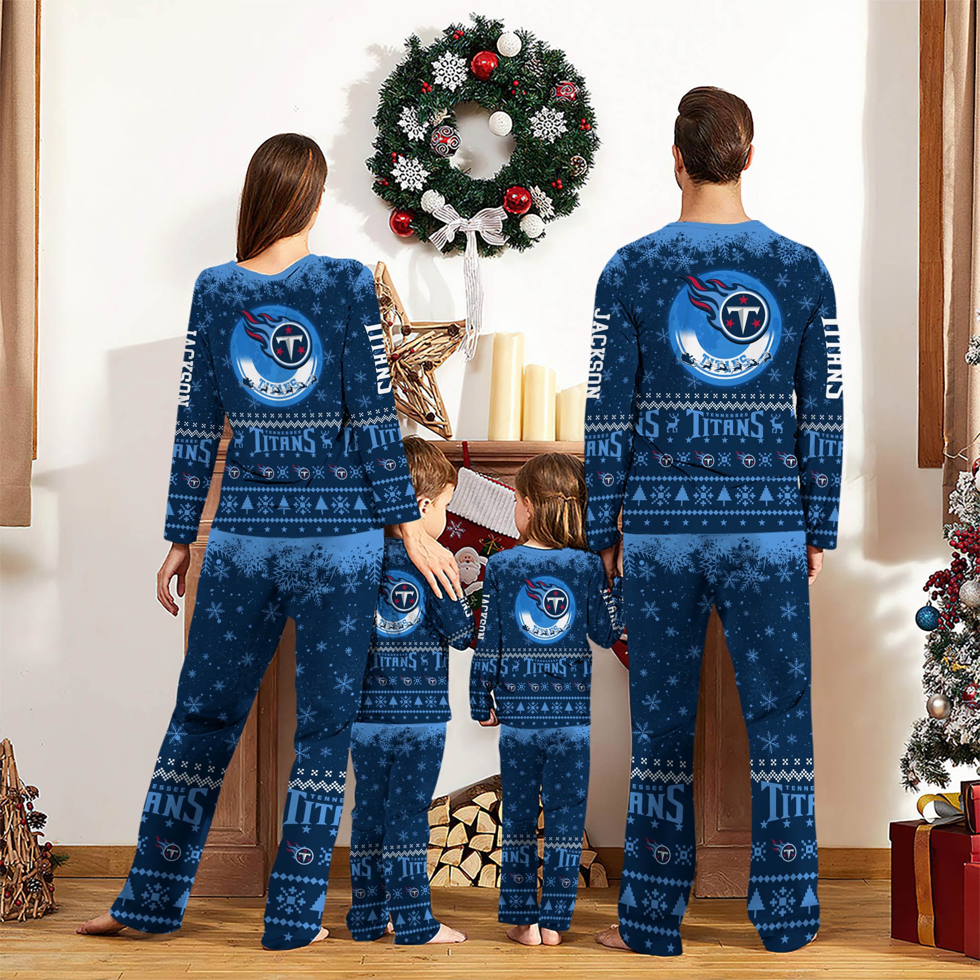 Alternative view of Tennessee Titans Sport Pajamas 2024 Version Personalized Your Name, Sport Pajamas For Family, Christmas Gifts For Fans, Gifts For Kid ETHY-62762