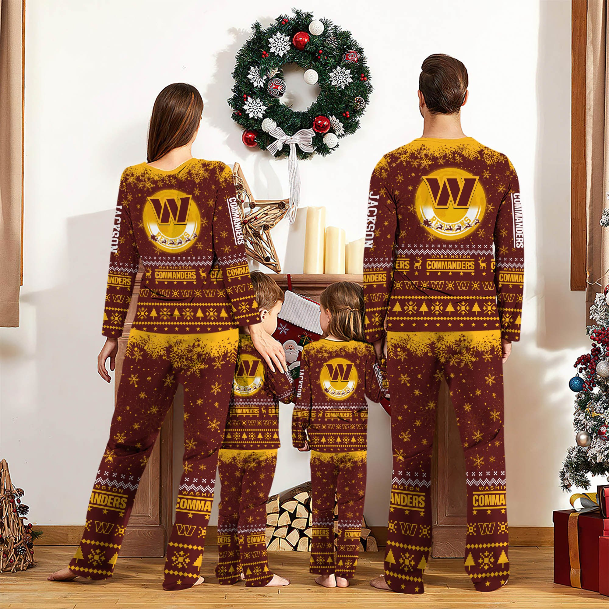 Alternative view of Washington Commanders Sport Pajamas 2024 Version Personalized Your Name, Sport Pajamas For Family, Christmas Gifts For Fans, Gifts For Kid ETHY-62762