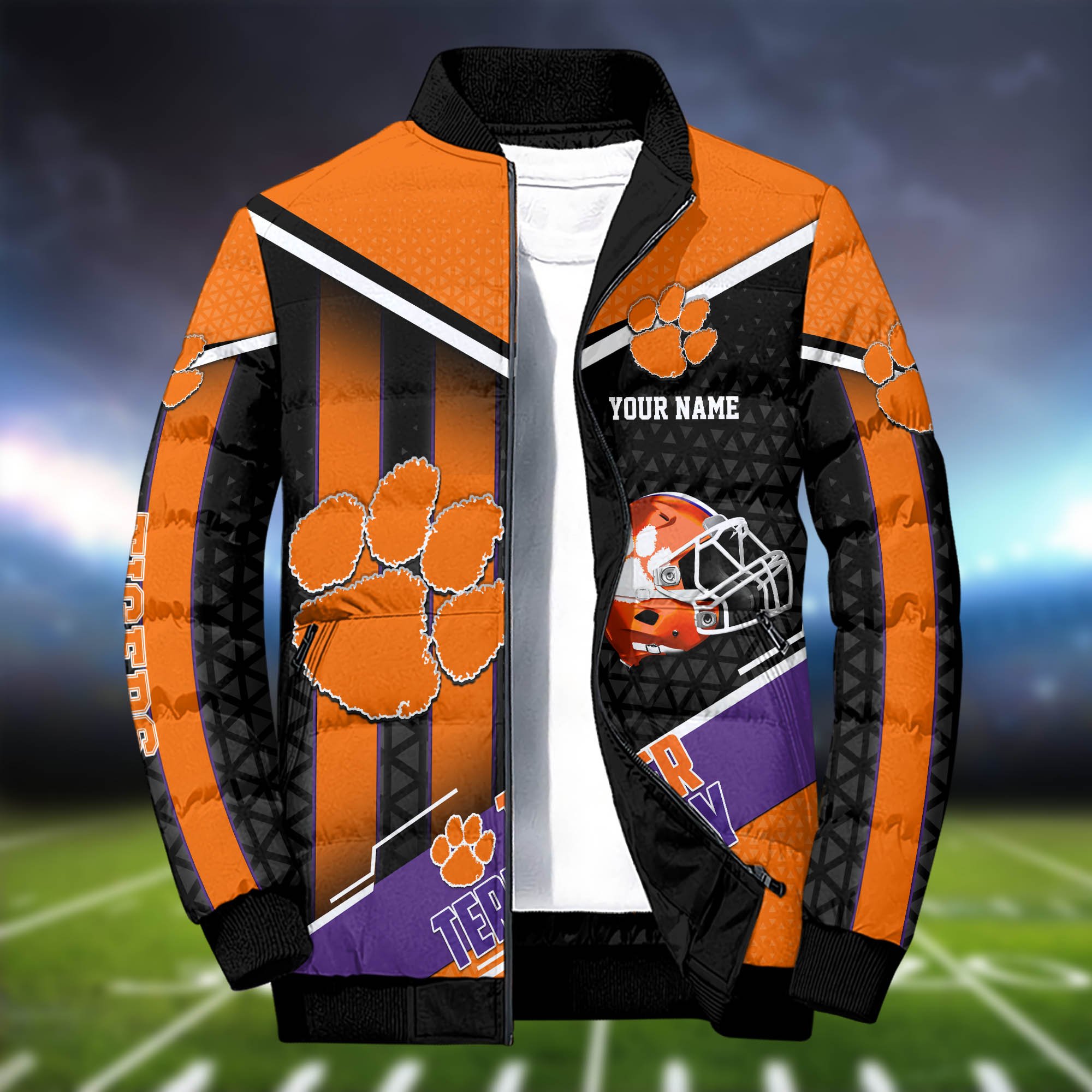 Alternative view of Clemson Tigers Puffer Jacket And Sweatpants 2024 Version Personalized Your Name, Puffer Jacket For Sport Fans, Sport Sweatpants, Gifts For Sport Lovers ETHY-62775