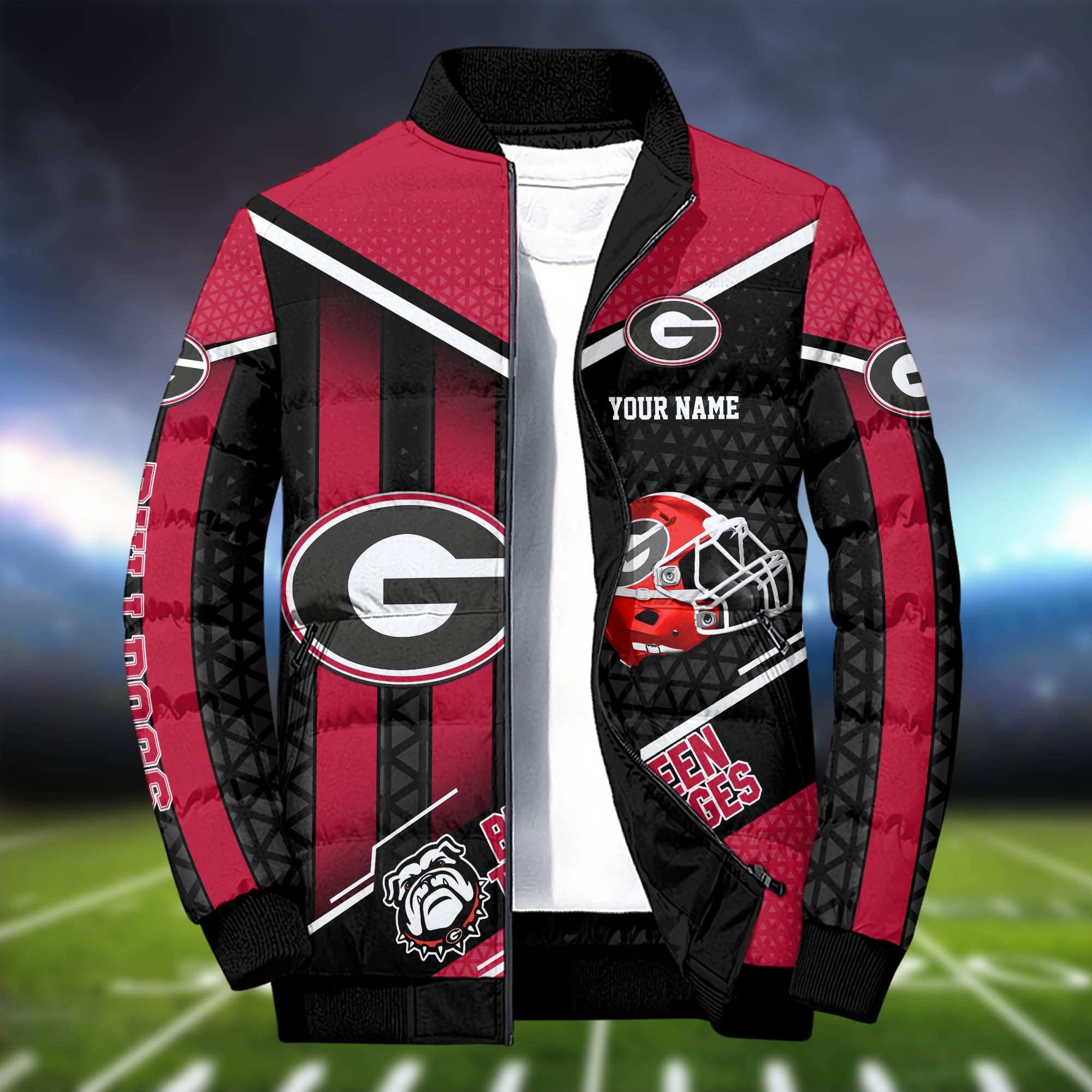 Alternative view of Georgia Bulldogs Puffer Jacket And Sweatpants 2024 Version Personalized Your Name, Puffer Jacket For Sport Fans, Sport Sweatpants, Gifts For Sport Lovers ETHY-62775