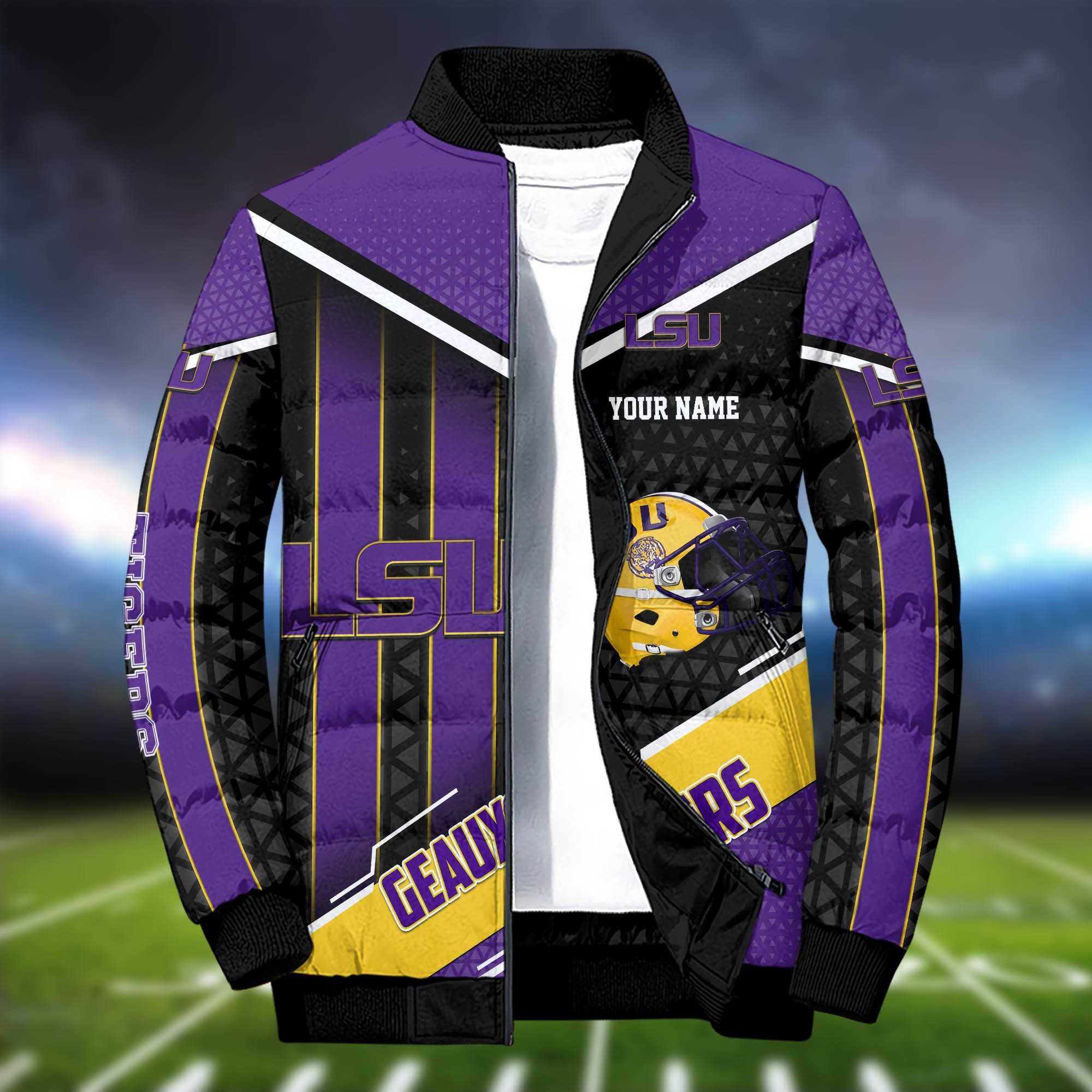 Alternative view of LSU TIGERS Puffer Jacket And Sweatpants 2024 Version Personalized Your Name, Puffer Jacket For Sport Fans, Sport Sweatpants, Gifts For Sport Lovers ETHY-62775