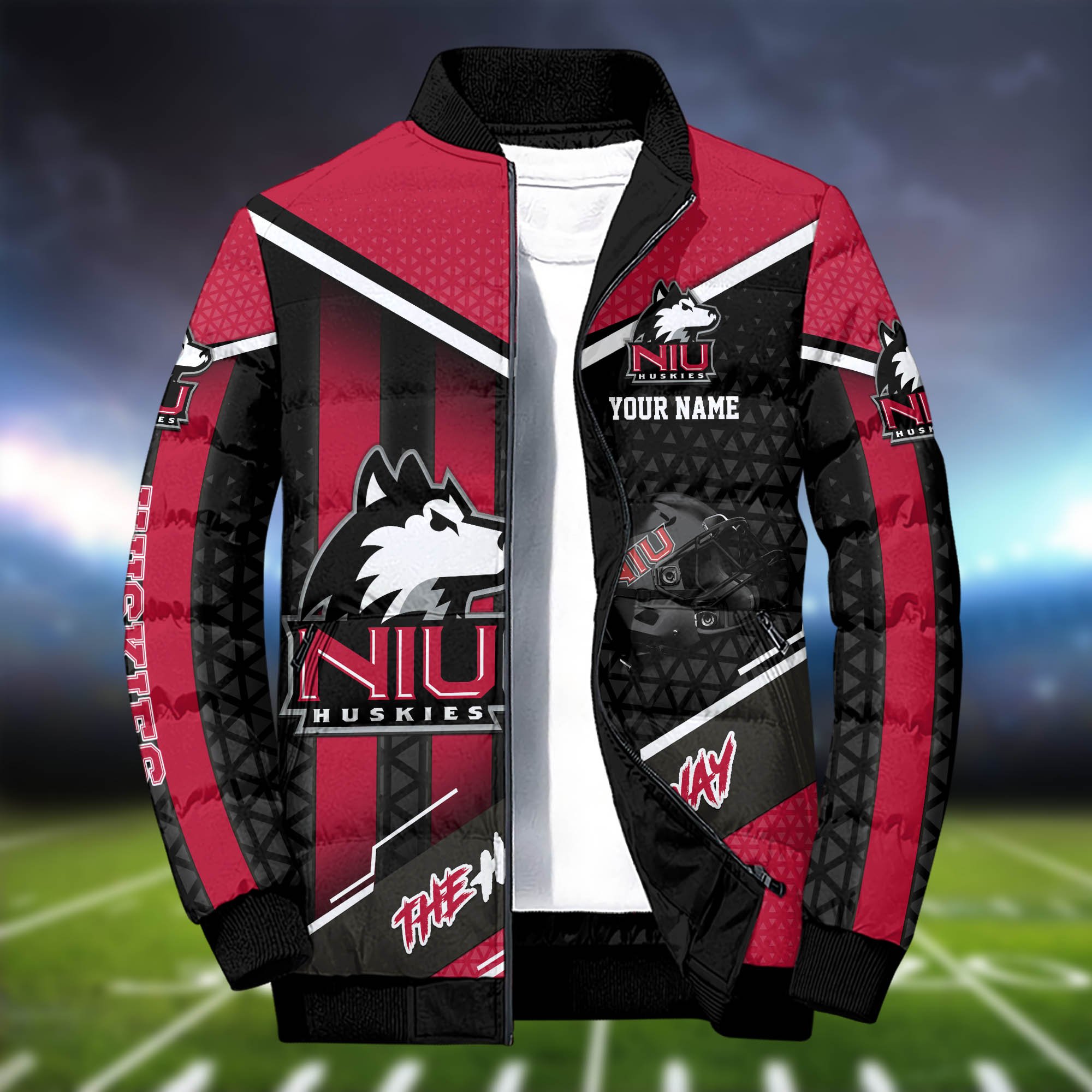 Alternative view of Northern Illinois Huskies Puffer Jacket And Sweatpants 2024 Version Personalized Your Name, Puffer Jacket For Sport Fans, Sport Sweatpants, Gifts For Sport Lovers ETHY-62775