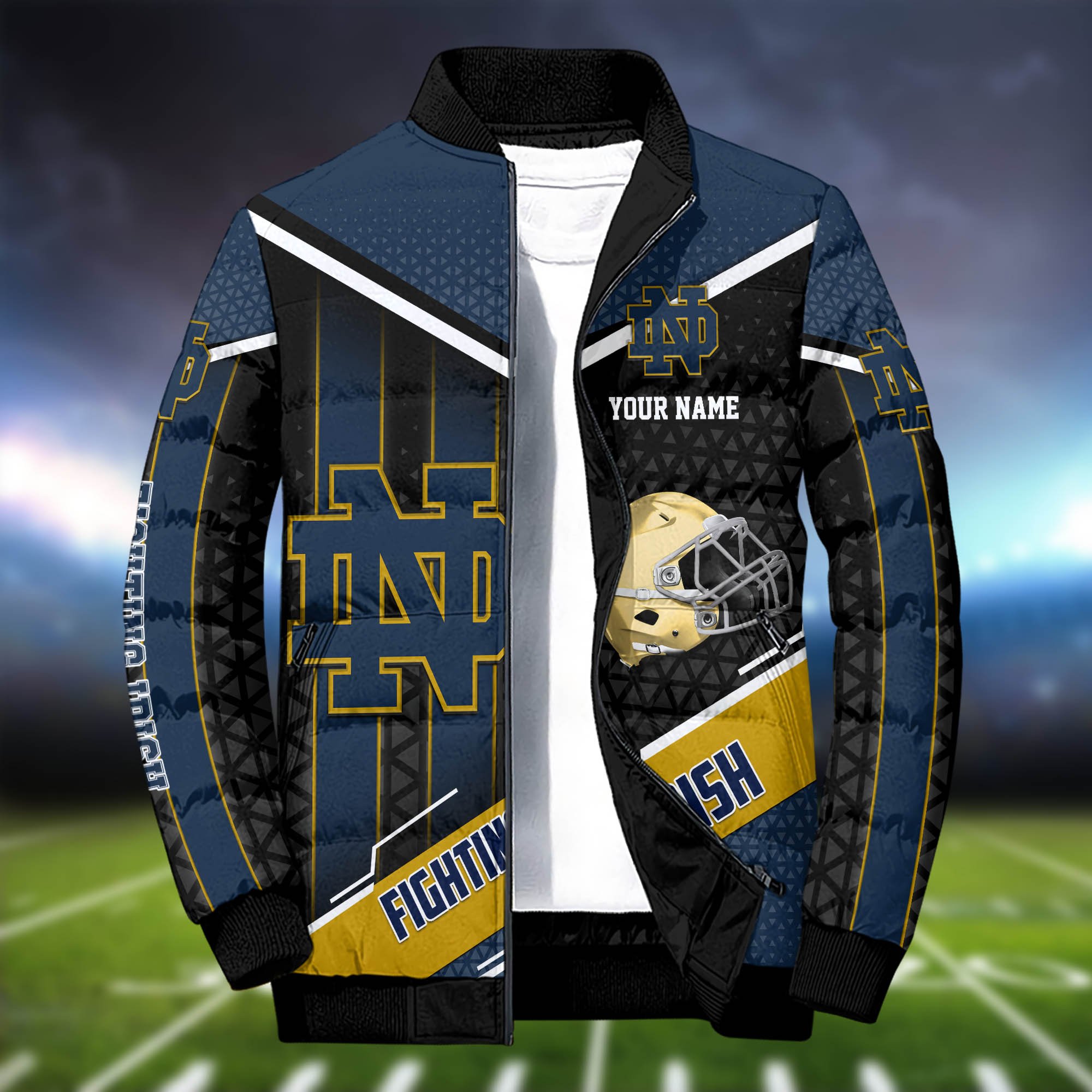 Alternative view of Notre Dame Fighting Irish Puffer Jacket And Sweatpants 2024 Version Personalized Your Name, Puffer Jacket For Sport Fans, Sport Sweatpants, Gifts For Sport Lovers ETHY-62775
