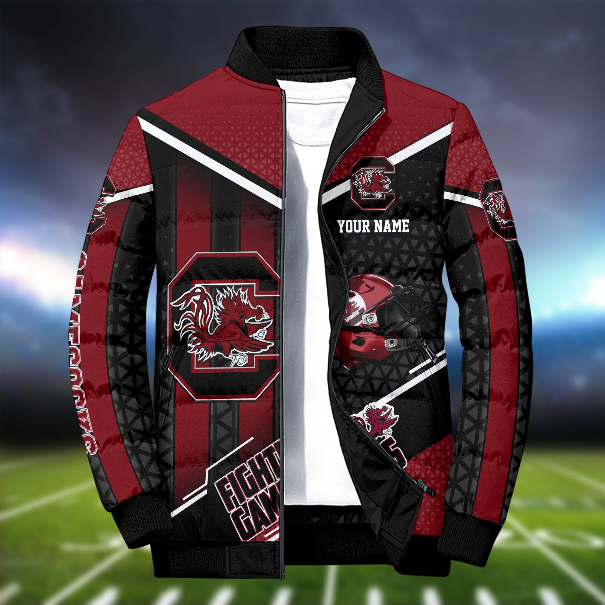 Alternative view of South Carolina Gamecocks Puffer Jacket And Sweatpants 2024 Version Personalized Your Name, Puffer Jacket For Sport Fans, Sport Sweatpants, Gifts For Sport Lovers ETHY-62775