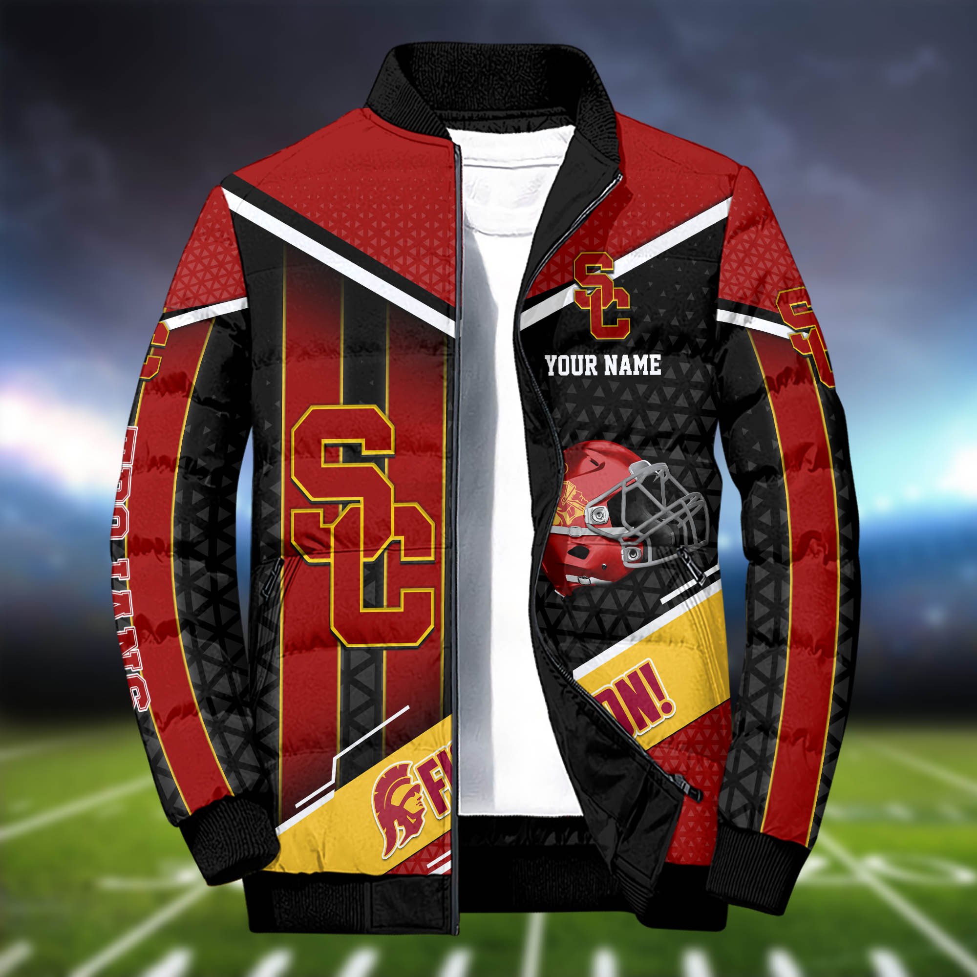Alternative view of USC Trojans Puffer Jacket And Sweatpants 2024 Version Personalized Your Name, Puffer Jacket For Sport Fans, Sport Sweatpants, Gifts For Sport Lovers ETHY-62775