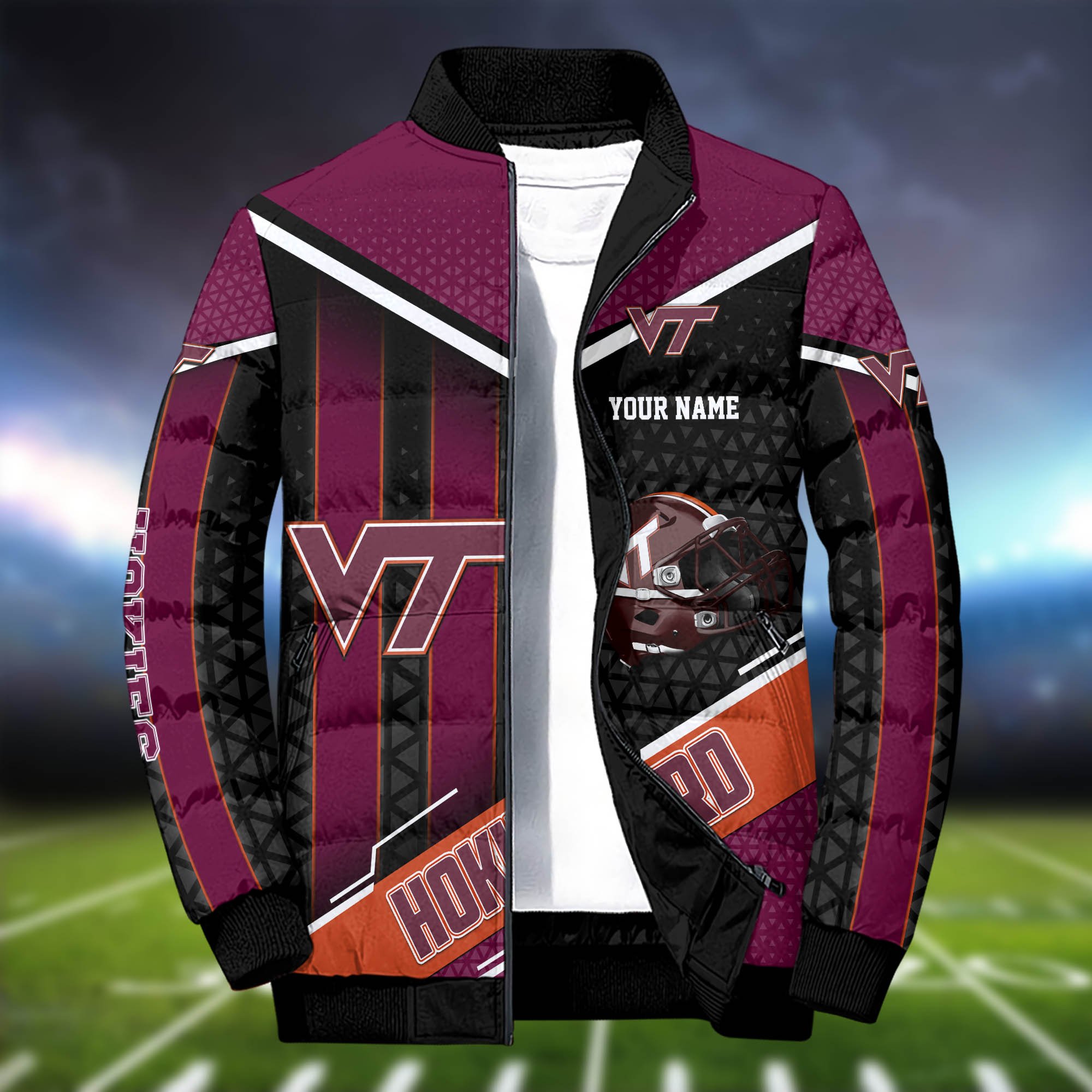 Alternative view of Virginia Tech Hokies Puffer Jacket And Sweatpants 2024 Version Personalized Your Name, Puffer Jacket For Sport Fans, Sport Sweatpants, Gifts For Sport Lovers ETHY-62775