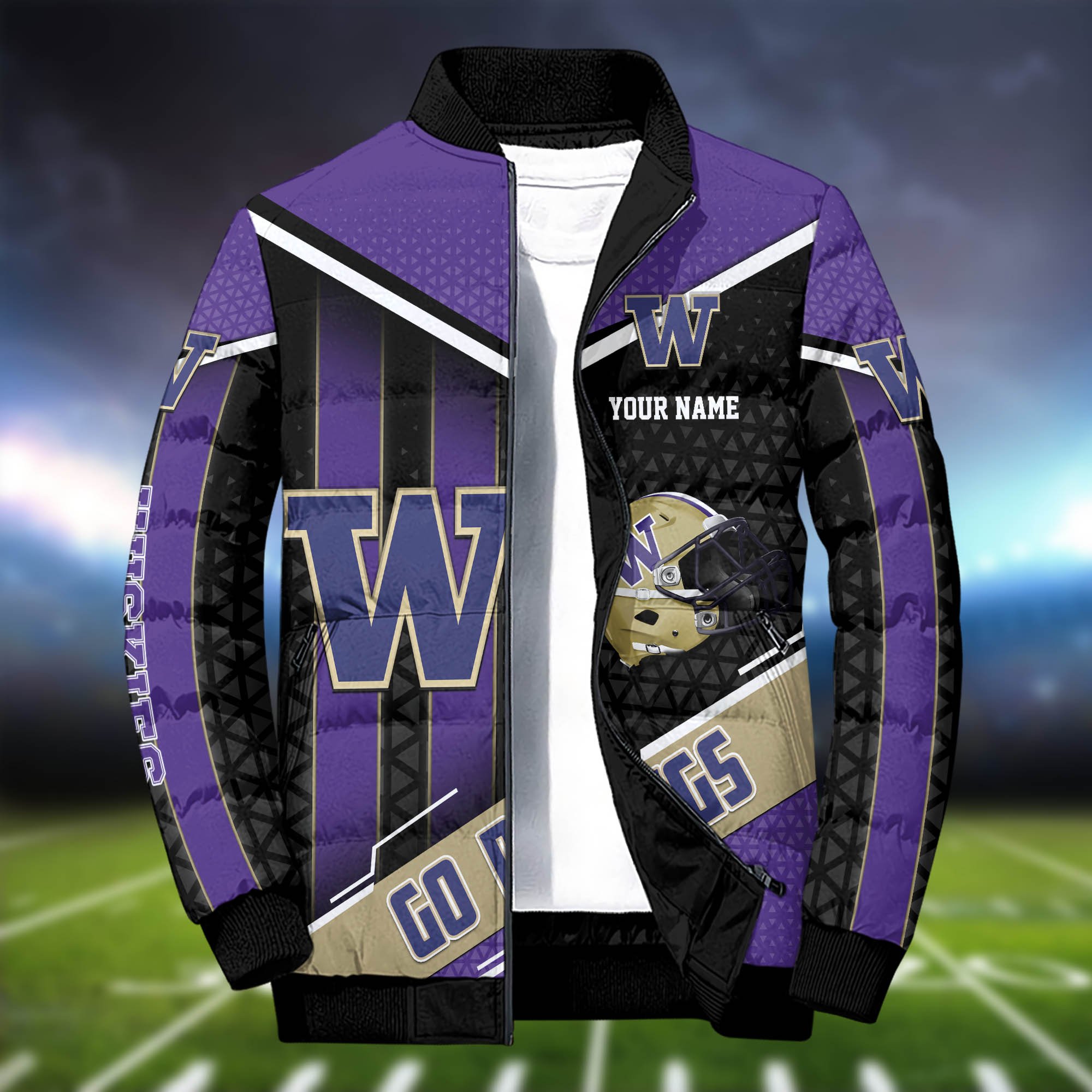 Alternative view of Washington Huskies Puffer Jacket And Sweatpants 2024 Version Personalized Your Name, Puffer Jacket For Sport Fans, Sport Sweatpants, Gifts For Sport Lovers ETHY-62775