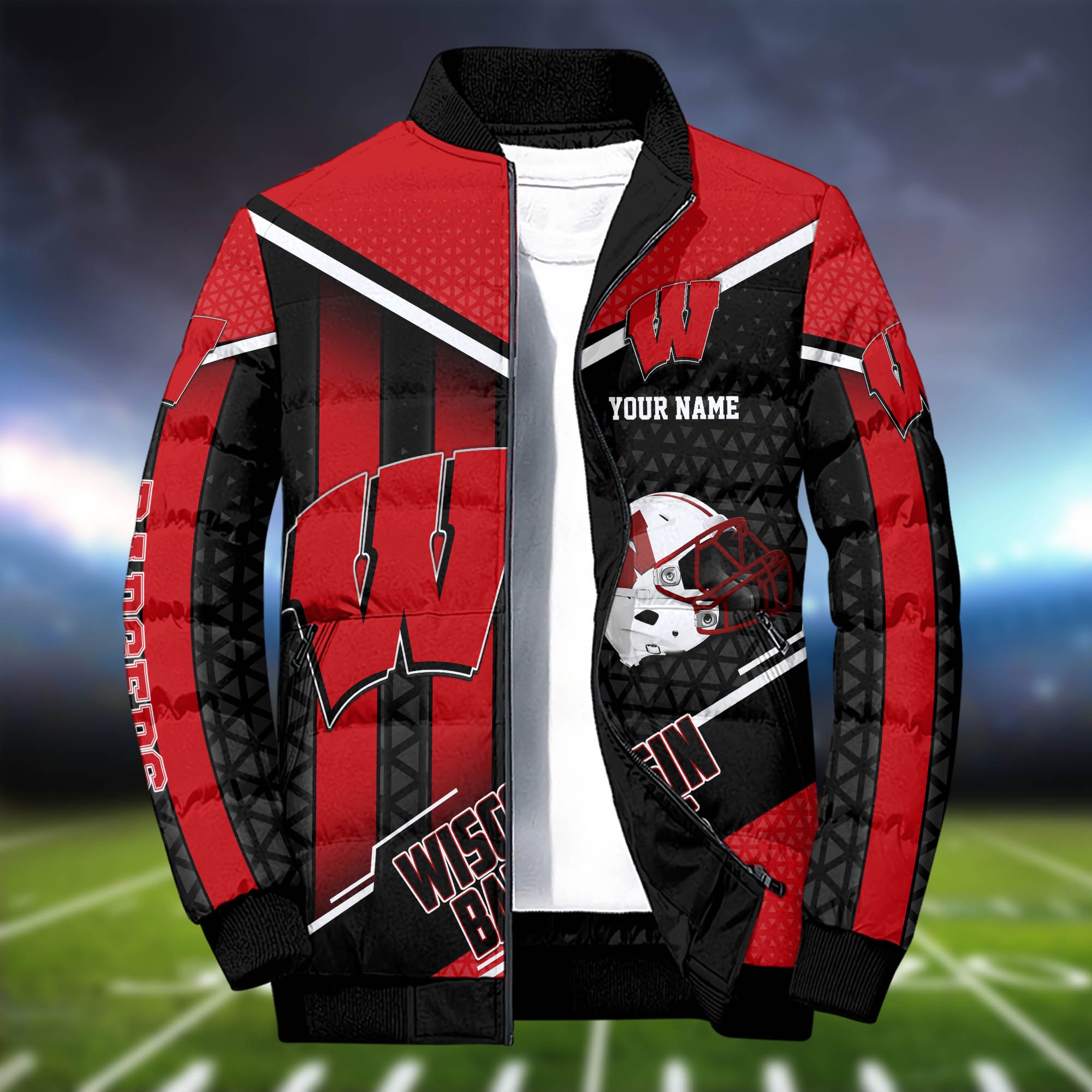 Alternative view of Wisconsin Badgers Puffer Jacket And Sweatpants 2024 Version Personalized Your Name, Puffer Jacket For Sport Fans, Sport Sweatpants, Gifts For Sport Lovers ETHY-62775
