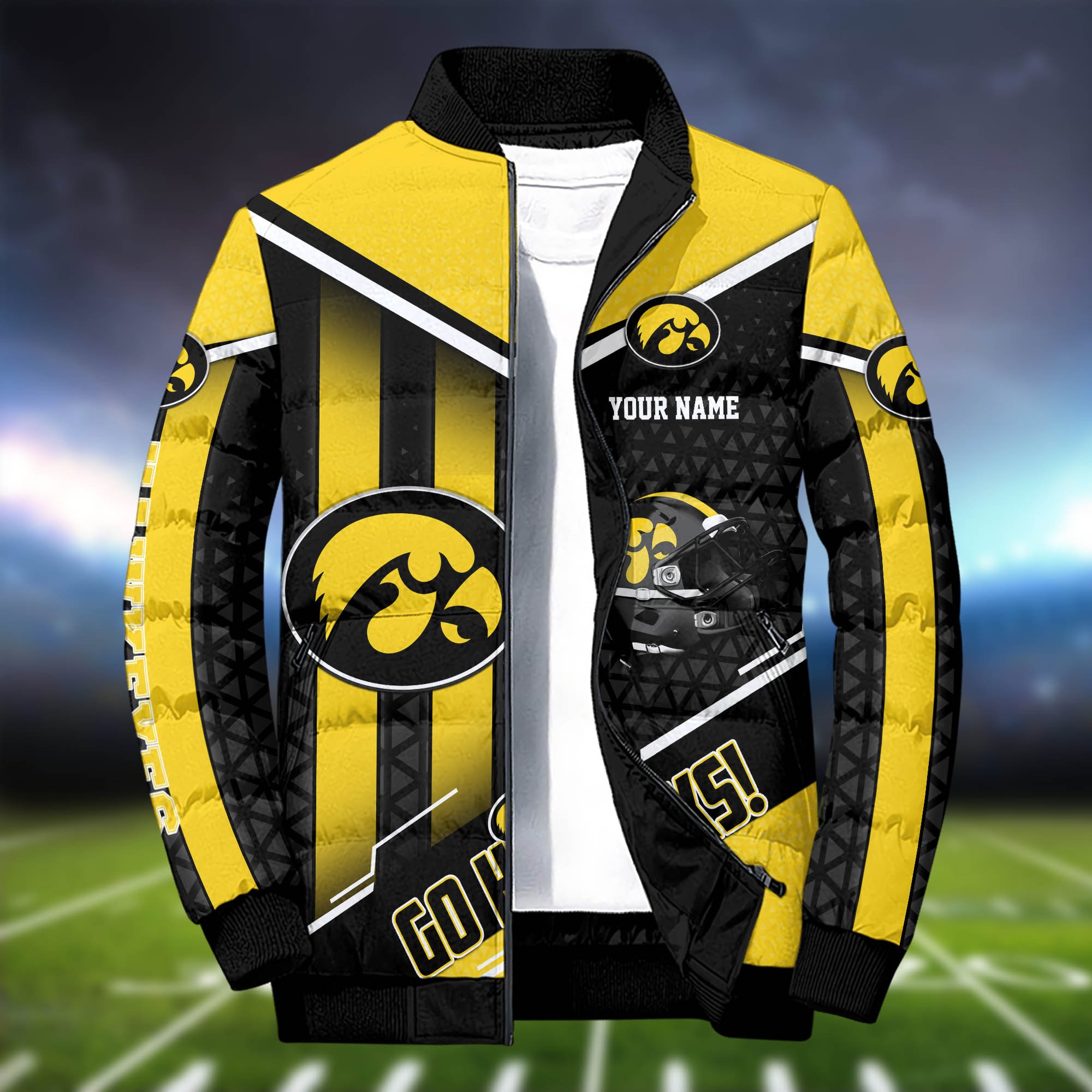 Alternative view of Iowa Hawkeyes Puffer Jacket And Sweatpants 2024 Version Personalized Your Name, Puffer Jacket For Sport Fans, Sport Sweatpants, Gifts For Sport Lovers ETHY-62775