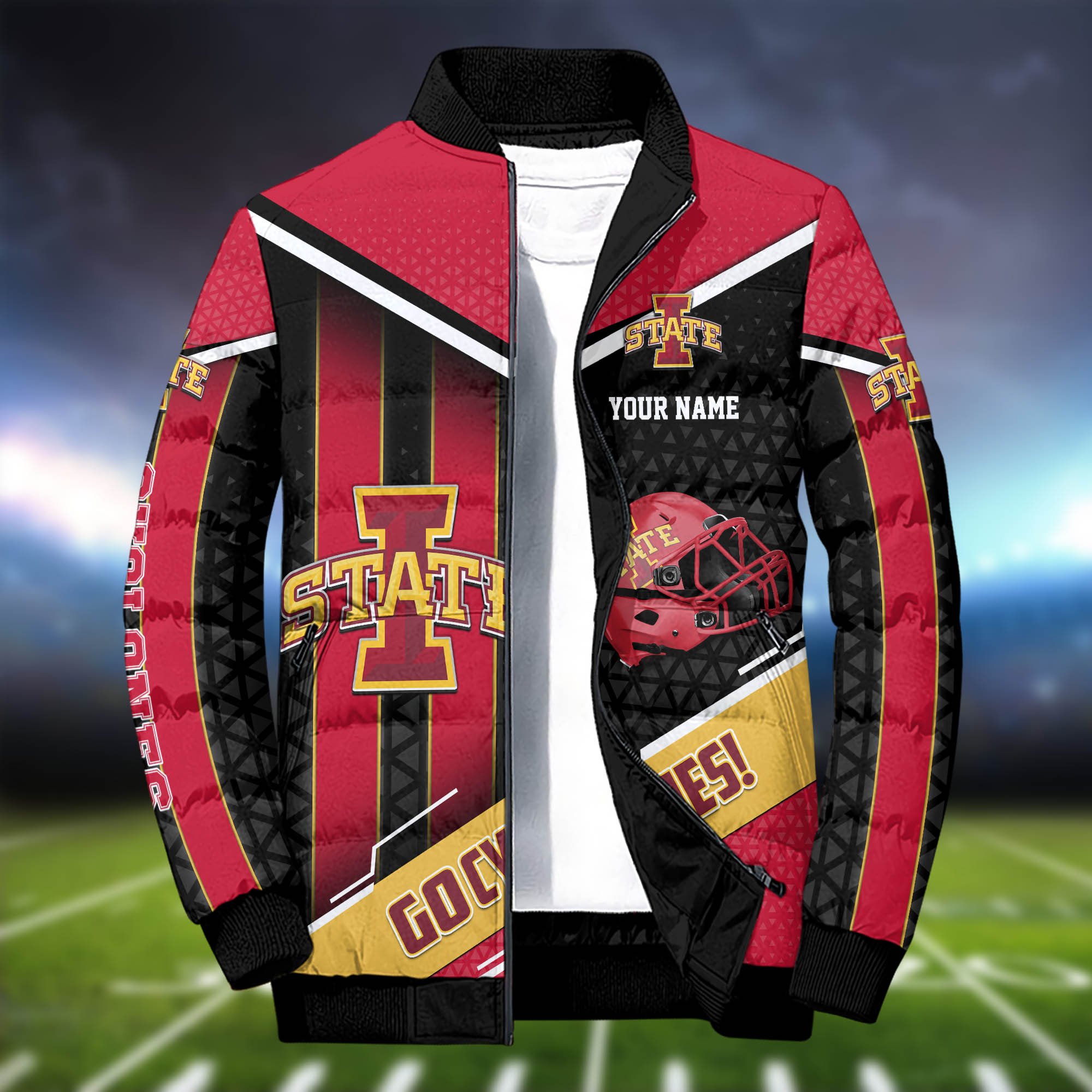 Alternative view of Iowa State Cyclones Puffer Jacket And Sweatpants 2024 Version Personalized Your Name, Puffer Jacket For Sport Fans, Sport Sweatpants, Gifts For Sport Lovers ETHY-62775