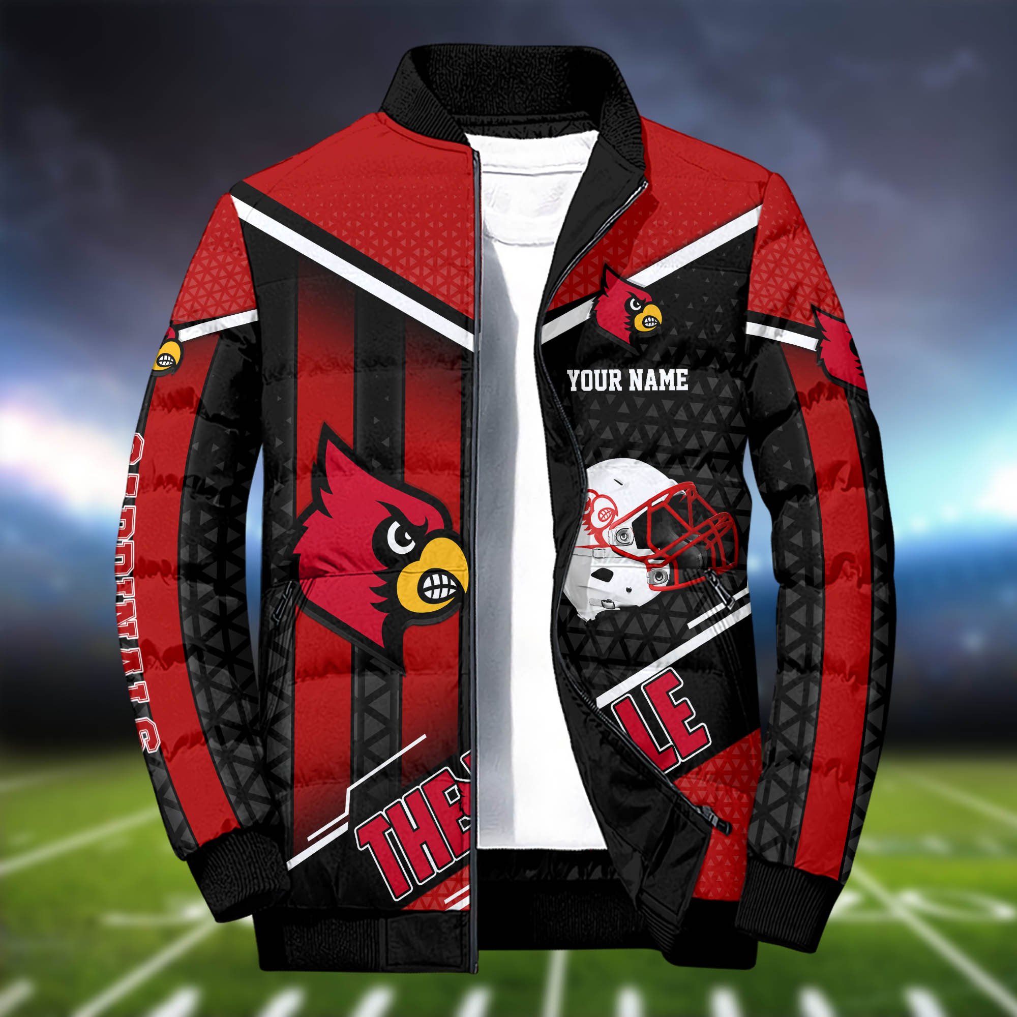 Alternative view of Louisville Cardinals Puffer Jacket And Sweatpants 2024 Version Personalized Your Name, Puffer Jacket For Sport Fans, Sport Sweatpants, Gifts For Sport Lovers ETHY-62775