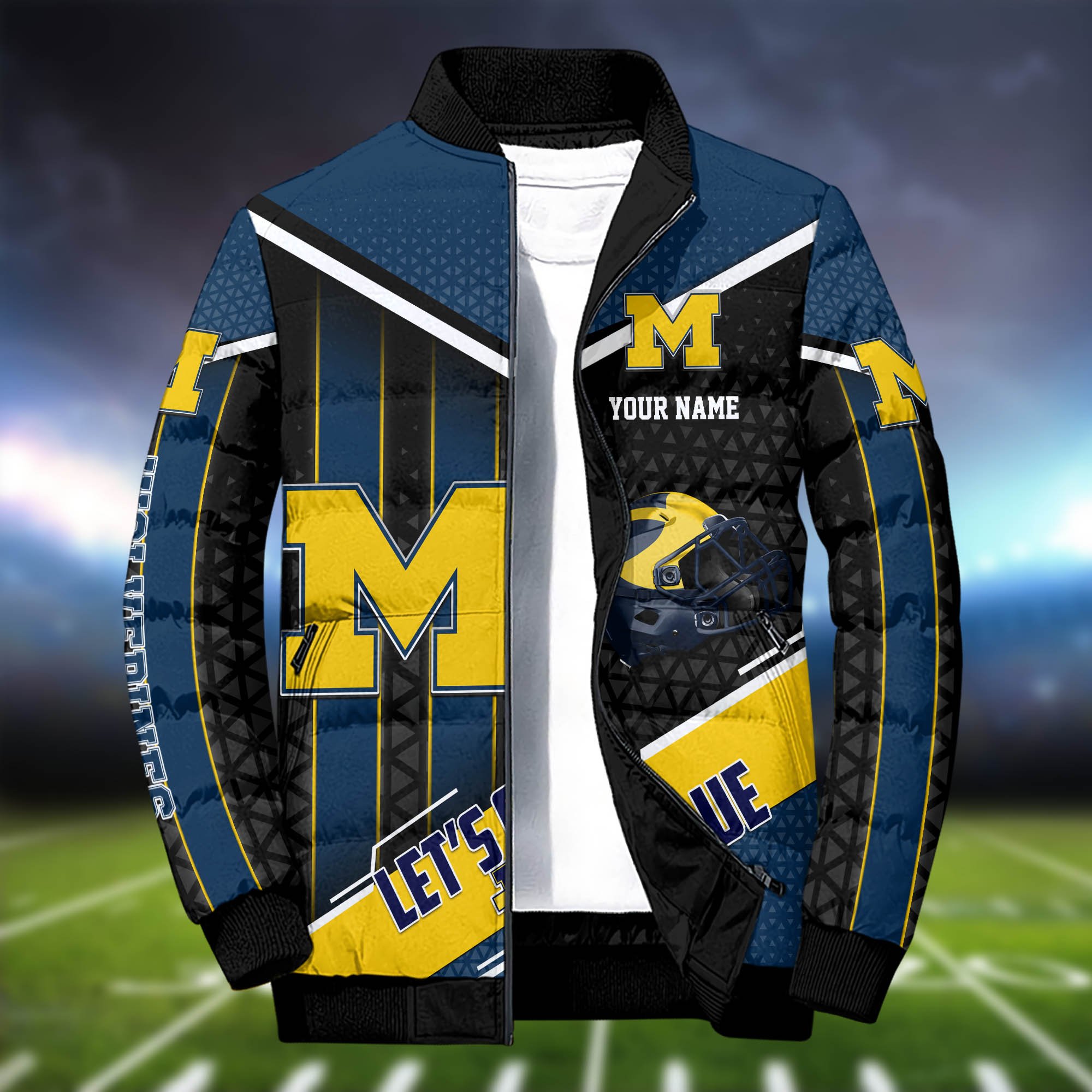 Alternative view of Michigan Wolverines Puffer Jacket And Sweatpants 2024 Version Personalized Your Name, Puffer Jacket For Sport Fans, Sport Sweatpants, Gifts For Sport Lovers ETHY-62775