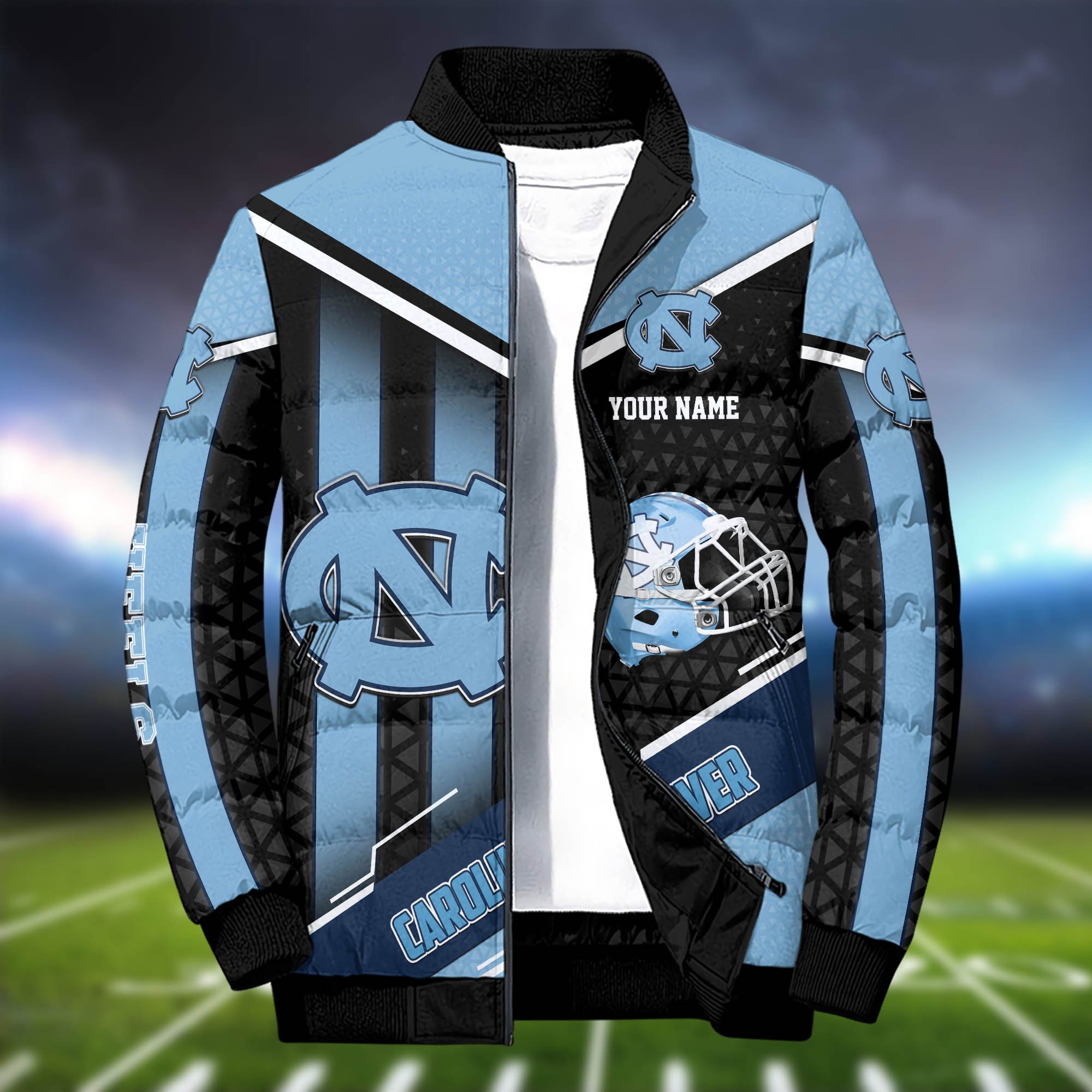 Alternative view of North Carolina Tar Heels Puffer Jacket And Sweatpants 2024 Version Personalized Your Name, Puffer Jacket For Sport Fans, Sport Sweatpants, Gifts For Sport Lovers ETHY-62775