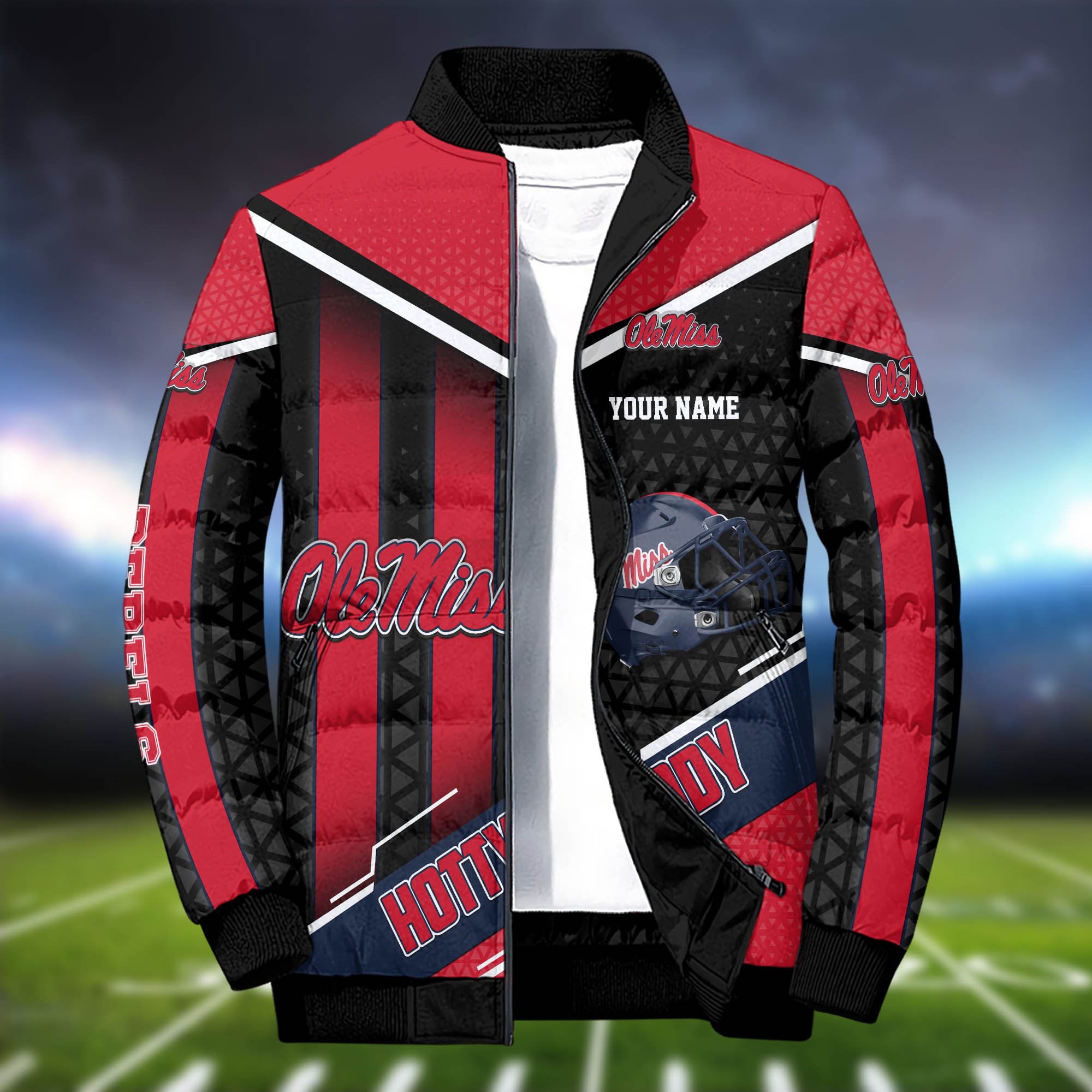 Alternative view of Ole Miss Rebels Puffer Jacket And Sweatpants 2024 Version Personalized Your Name, Puffer Jacket For Sport Fans, Sport Sweatpants, Gifts For Sport Lovers ETHY-62775
