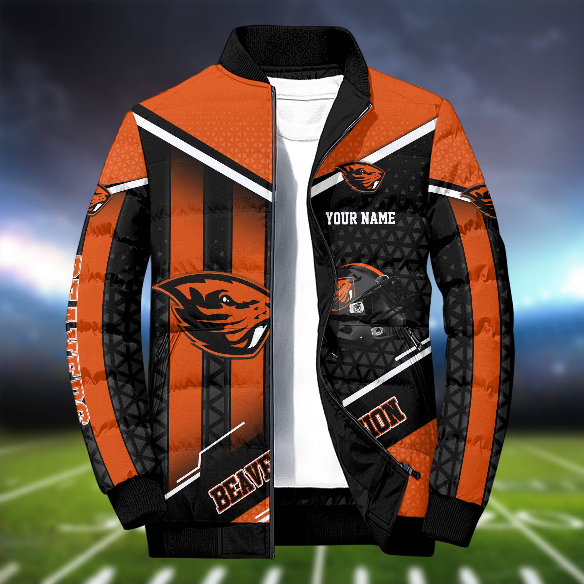 Alternative view of Oregon State Beavers Puffer Jacket And Sweatpants 2024 Version Personalized Your Name, Puffer Jacket For Sport Fans, Sport Sweatpants, Gifts For Sport Lovers ETHY-62775