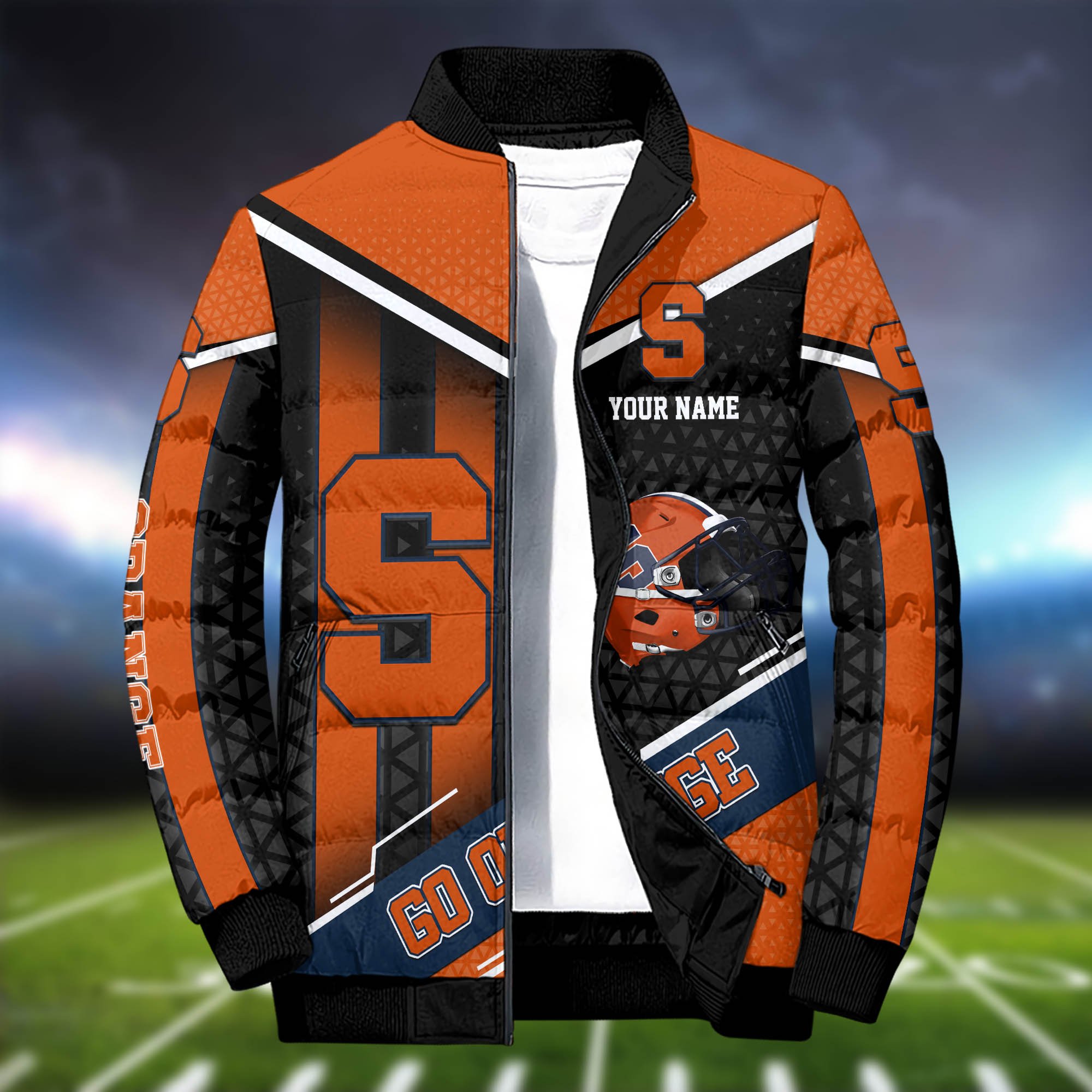 Alternative view of Syracuse Orange Puffer Jacket And Sweatpants 2024 Version Personalized Your Name, Puffer Jacket For Sport Fans, Sport Sweatpants, Gifts For Sport Lovers ETHY-62775