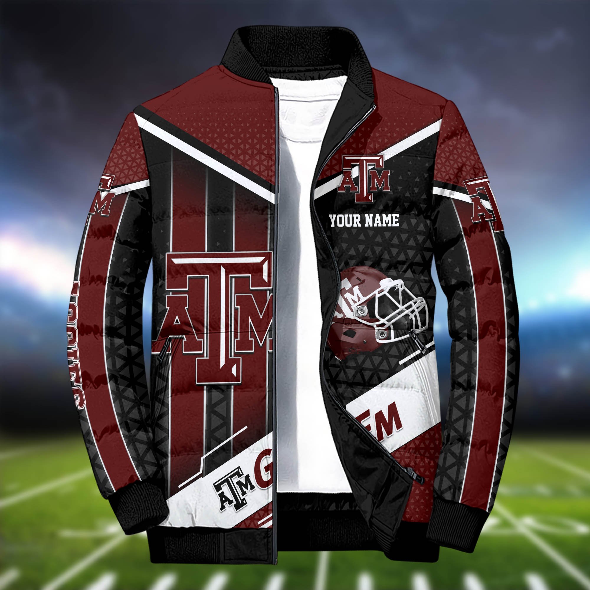 Alternative view of Texas A&M Aggies Puffer Jacket And Sweatpants 2024 Version Personalized Your Name, Puffer Jacket For Sport Fans, Sport Sweatpants, Gifts For Sport Lovers ETHY-62775
