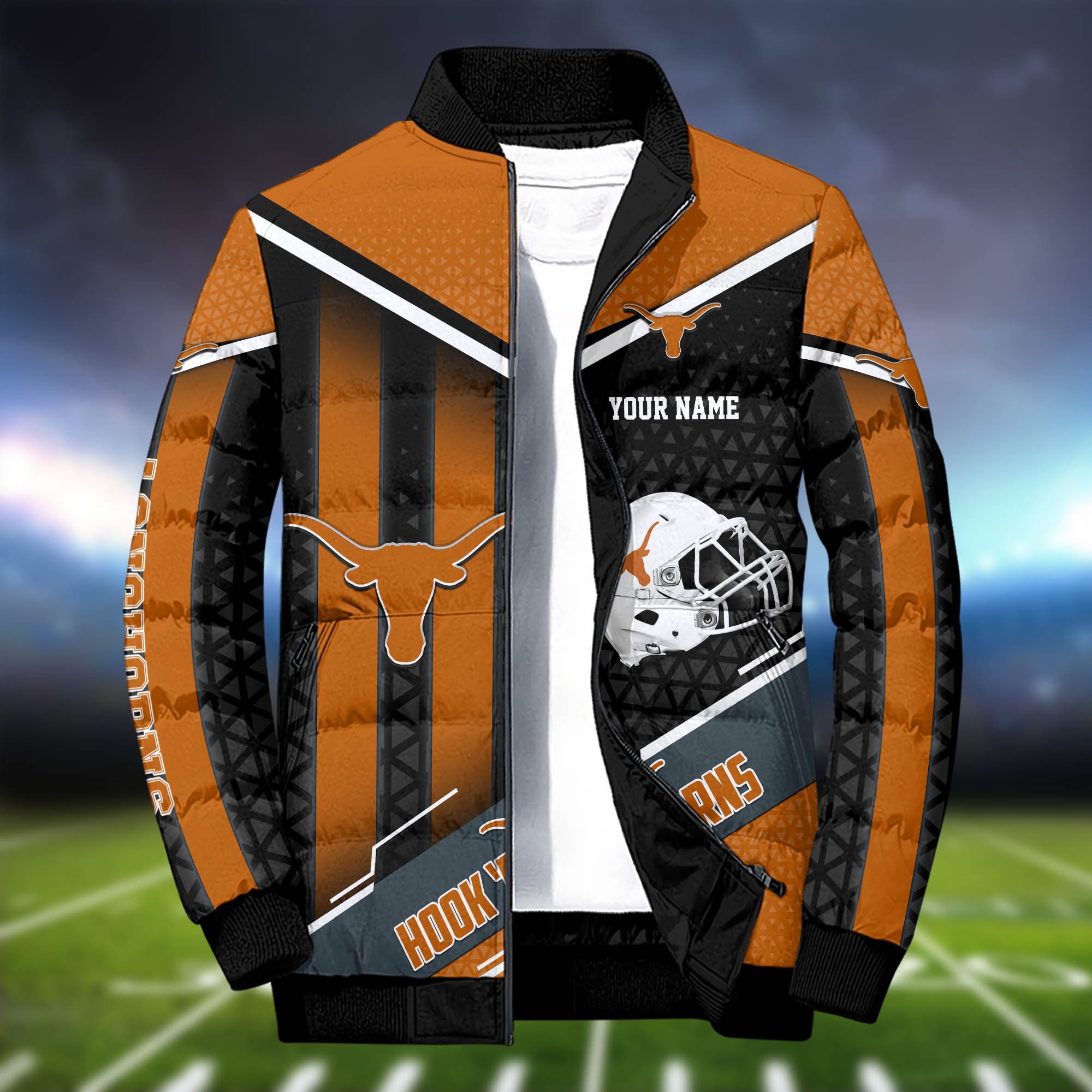 Alternative view of Texas Longhorns Puffer Jacket And Sweatpants 2024 Version Personalized Your Name, Puffer Jacket For Sport Fans, Sport Sweatpants, Gifts For Sport Lovers ETHY-62775