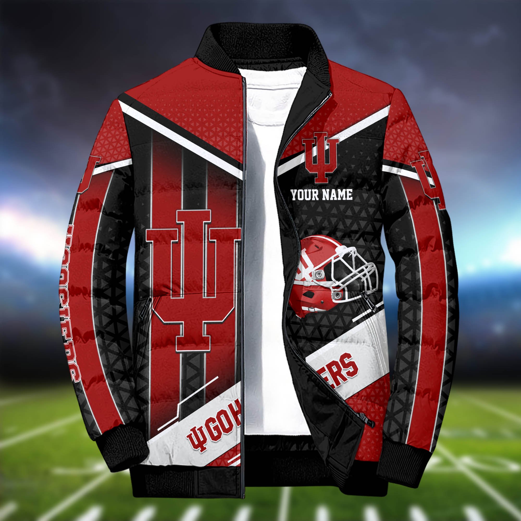 Alternative view of Indiana Hoosiers Puffer Jacket And Sweatpants 2024 Version Personalized Your Name, Puffer Jacket For Sport Fans, Sport Sweatpants, Gifts For Sport Lovers ETHY-62775