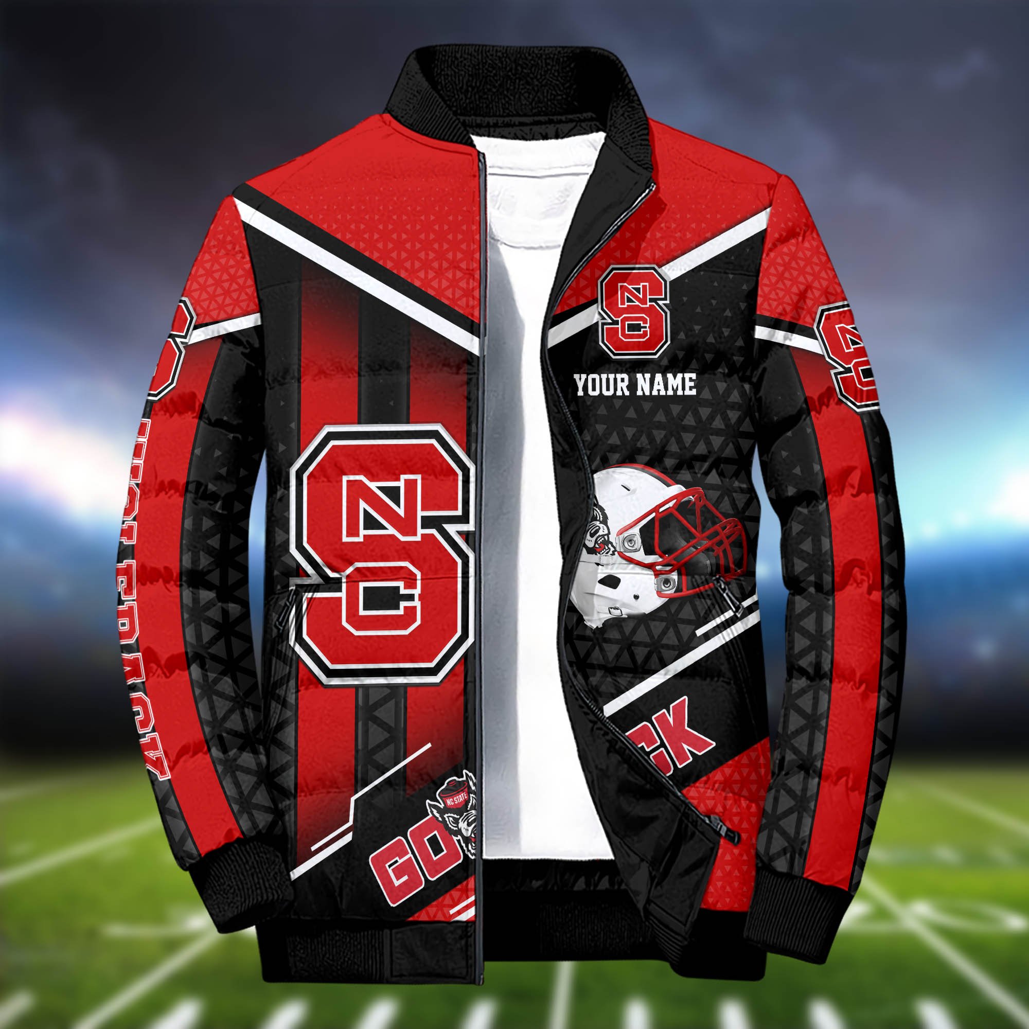 Alternative view of NC State Wolfpack Puffer Jacket And Sweatpants 2024 Version Personalized Your Name, Puffer Jacket For Sport Fans, Sport Sweatpants, Gifts For Sport Lovers ETHY-62775