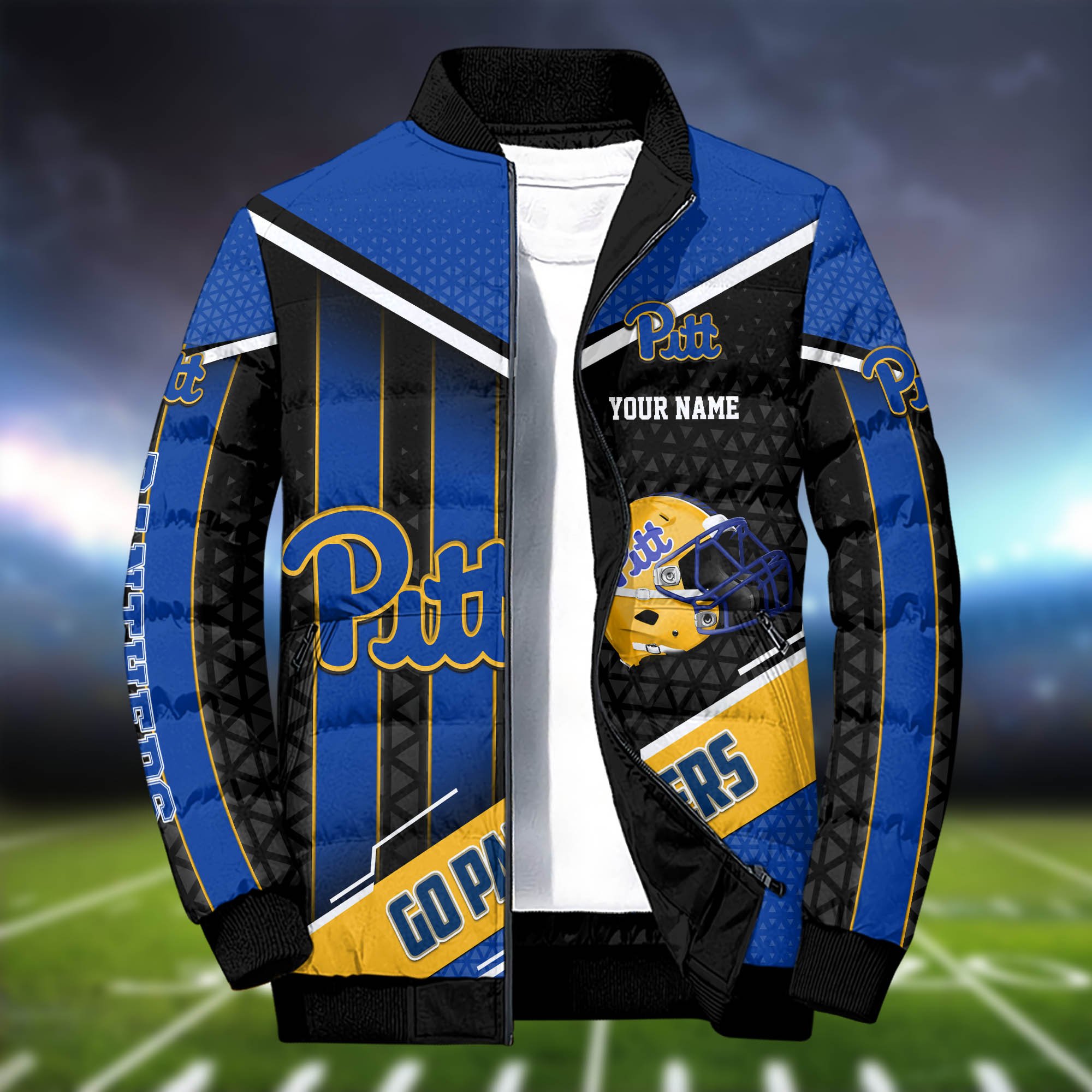 Alternative view of Pittsburgh Panthers Puffer Jacket And Sweatpants 2024 Version Personalized Your Name, Puffer Jacket For Sport Fans, Sport Sweatpants, Gifts For Sport Lovers ETHY-62775