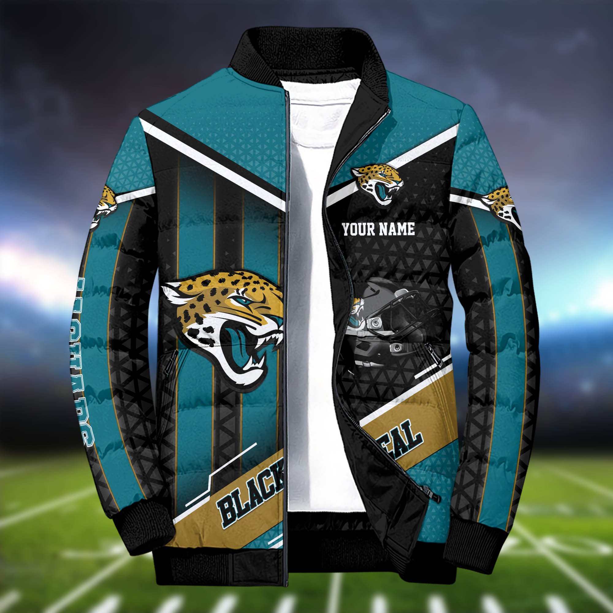 Alternative view of Jacksonville Jaguars Puffer Jacket And Sweatpants 2024 Version Personalized Your Name, Puffer Jacket For Sport Fans, Sport Sweatpants, Gifts For Sport Lovers ETHY-62775