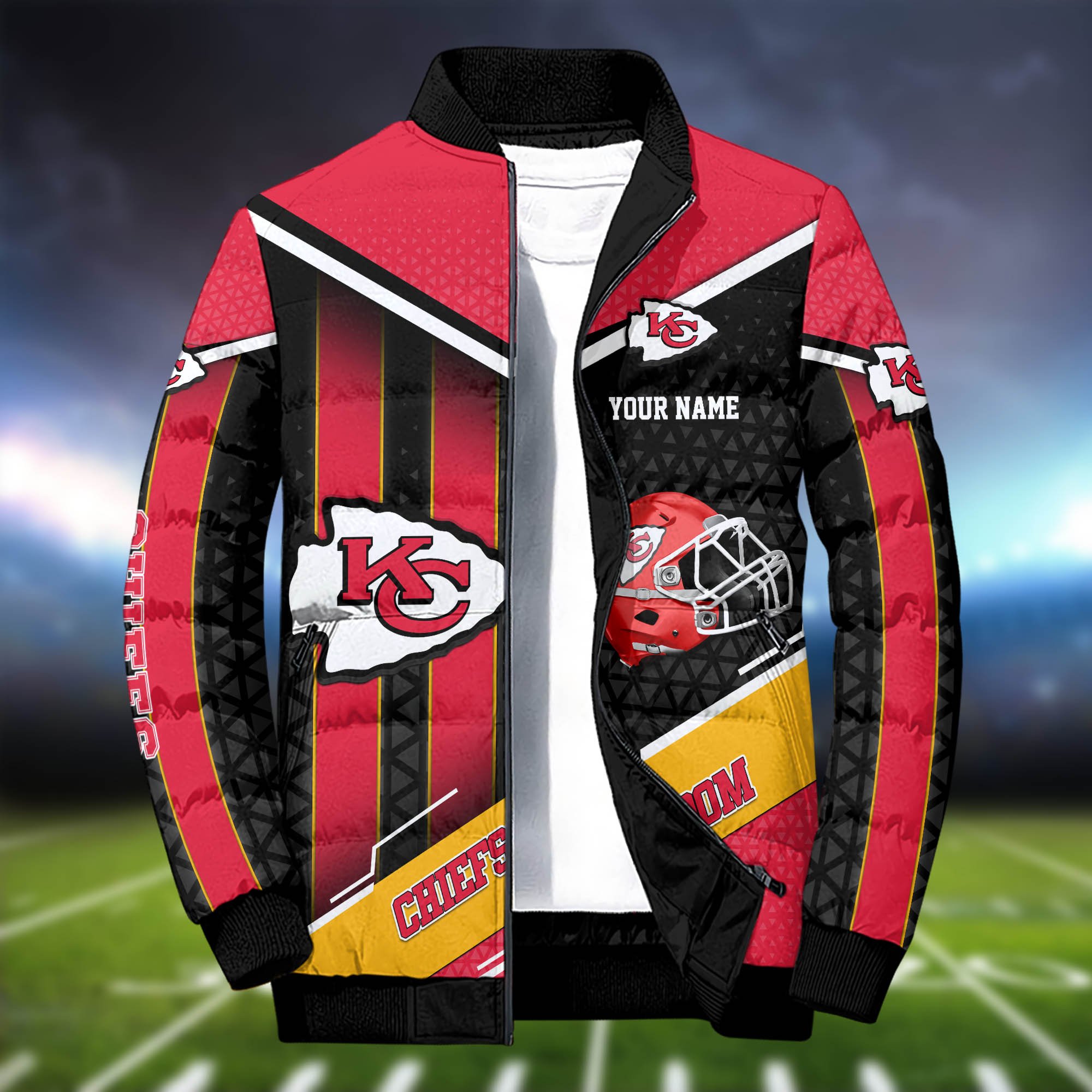 Alternative view of Kansas City Chiefs Puffer Jacket And Sweatpants 2024 Version Personalized Your Name, Puffer Jacket For Sport Fans, Sport Sweatpants, Gifts For Sport Lovers ETHY-62775