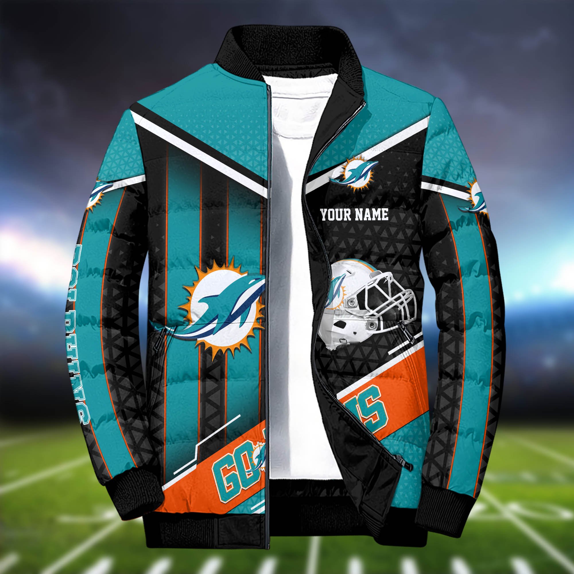 Alternative view of Miami Dolphins Puffer Jacket And Sweatpants 2024 Version Personalized Your Name, Puffer Jacket For Sport Fans, Sport Sweatpants, Gifts For Sport Lovers ETHY-62775