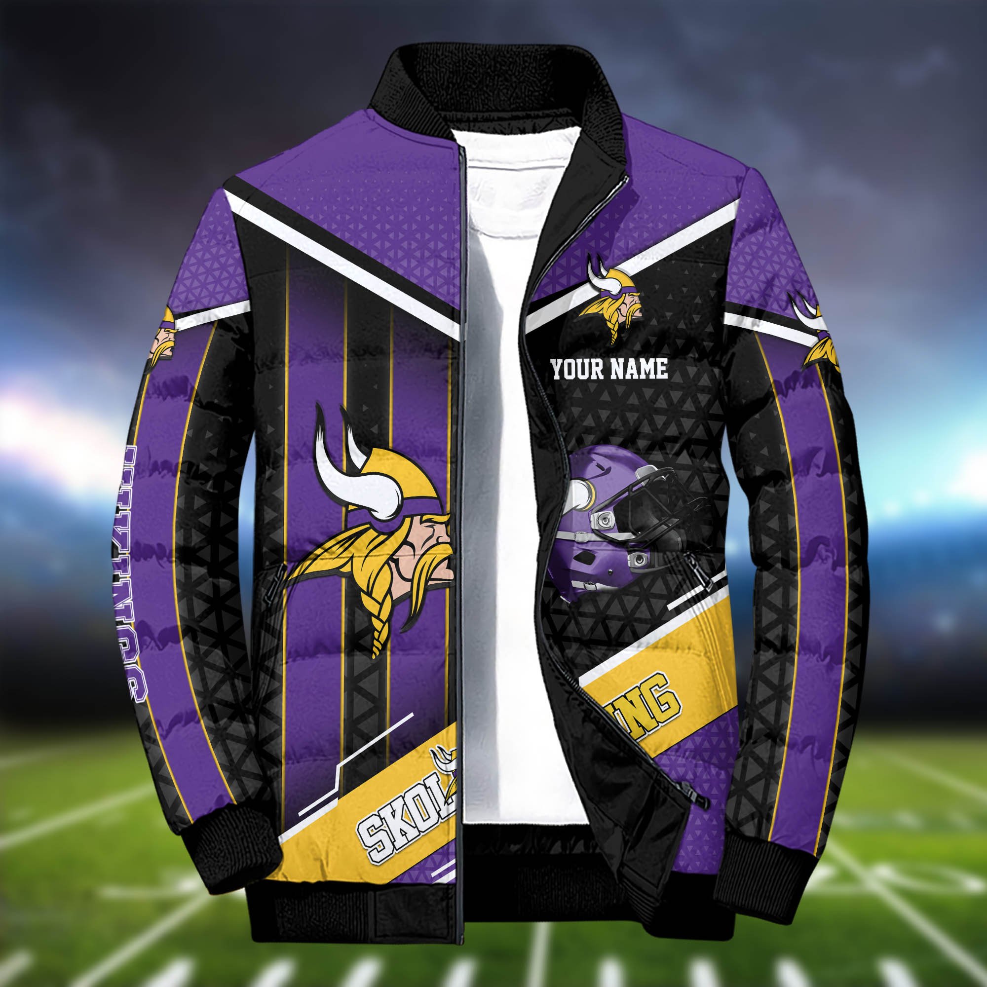 Alternative view of Minnesota Vikings Puffer Jacket And Sweatpants 2024 Version Personalized Your Name, Puffer Jacket For Sport Fans, Sport Sweatpants, Gifts For Sport Lovers ETHY-62775
