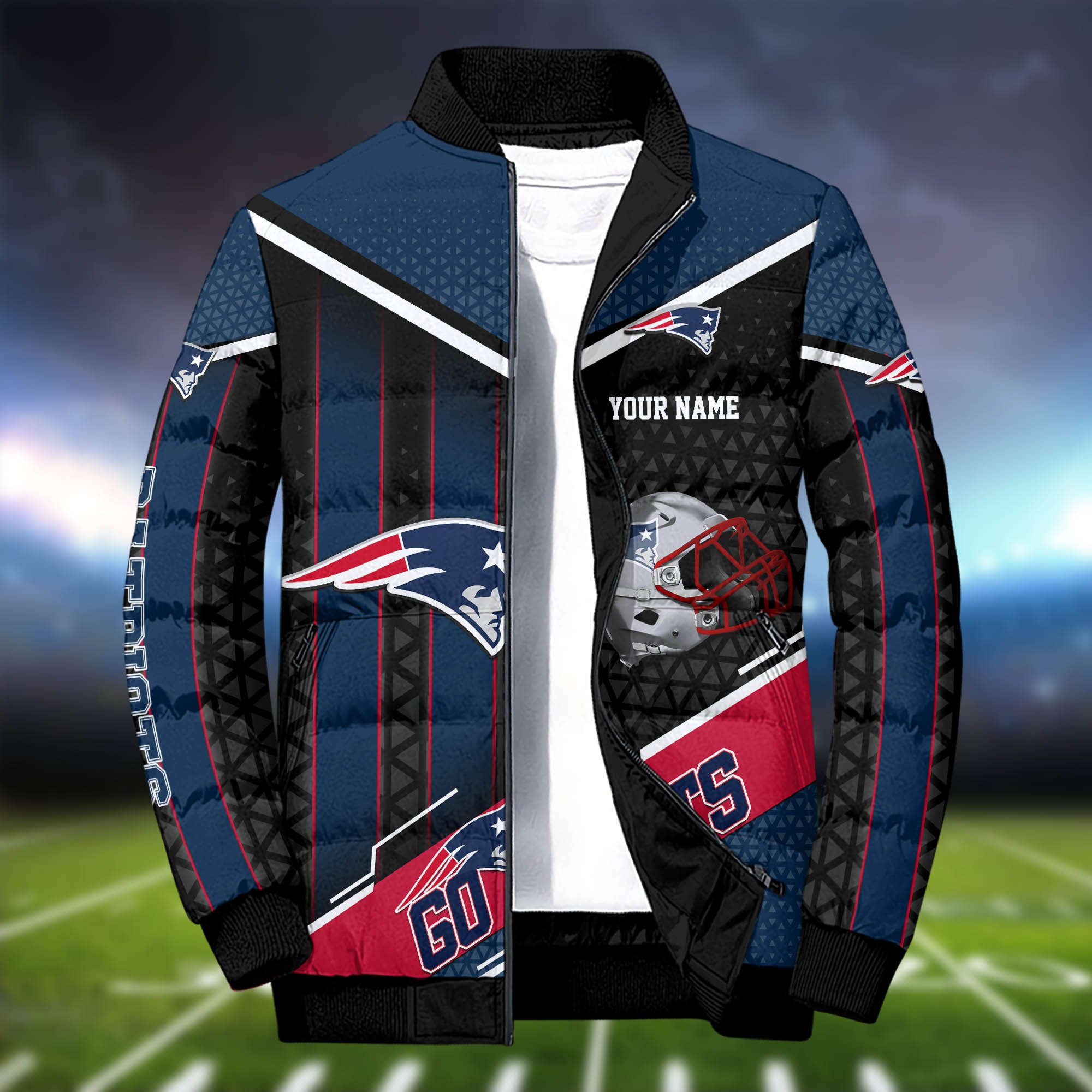 Alternative view of New England Patriots Puffer Jacket And Sweatpants 2024 Version Personalized Your Name, Puffer Jacket For Sport Fans, Sport Sweatpants, Gifts For Sport Lovers ETHY-62775