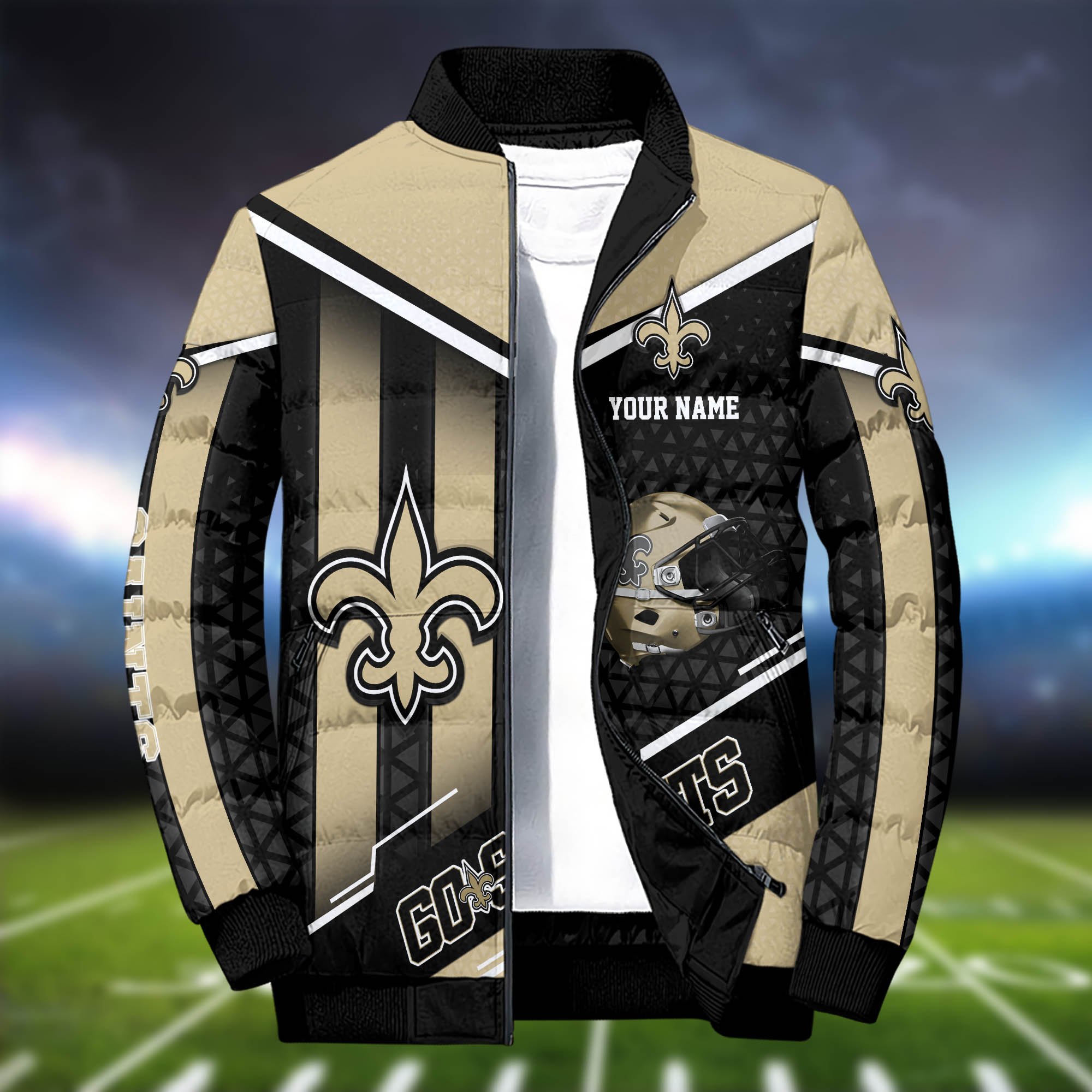 Alternative view of New Orleans Saints Puffer Jacket And Sweatpants 2024 Version Personalized Your Name, Puffer Jacket For Sport Fans, Sport Sweatpants, Gifts For Sport Lovers ETHY-62775