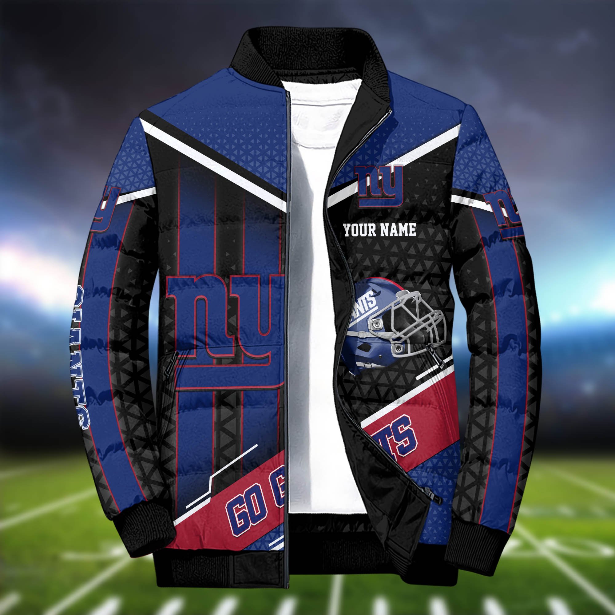 Alternative view of New York Giants Puffer Jacket And Sweatpants 2024 Version Personalized Your Name, Puffer Jacket For Sport Fans, Sport Sweatpants, Gifts For Sport Lovers ETHY-62775