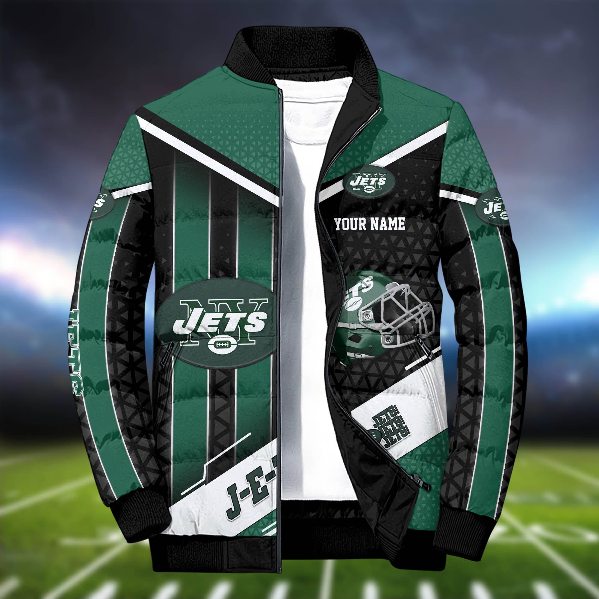 Alternative view of New York Jets Puffer Jacket And Sweatpants 2024 Version Personalized Your Name, Puffer Jacket For Sport Fans, Sport Sweatpants, Gifts For Sport Lovers ETHY-62775