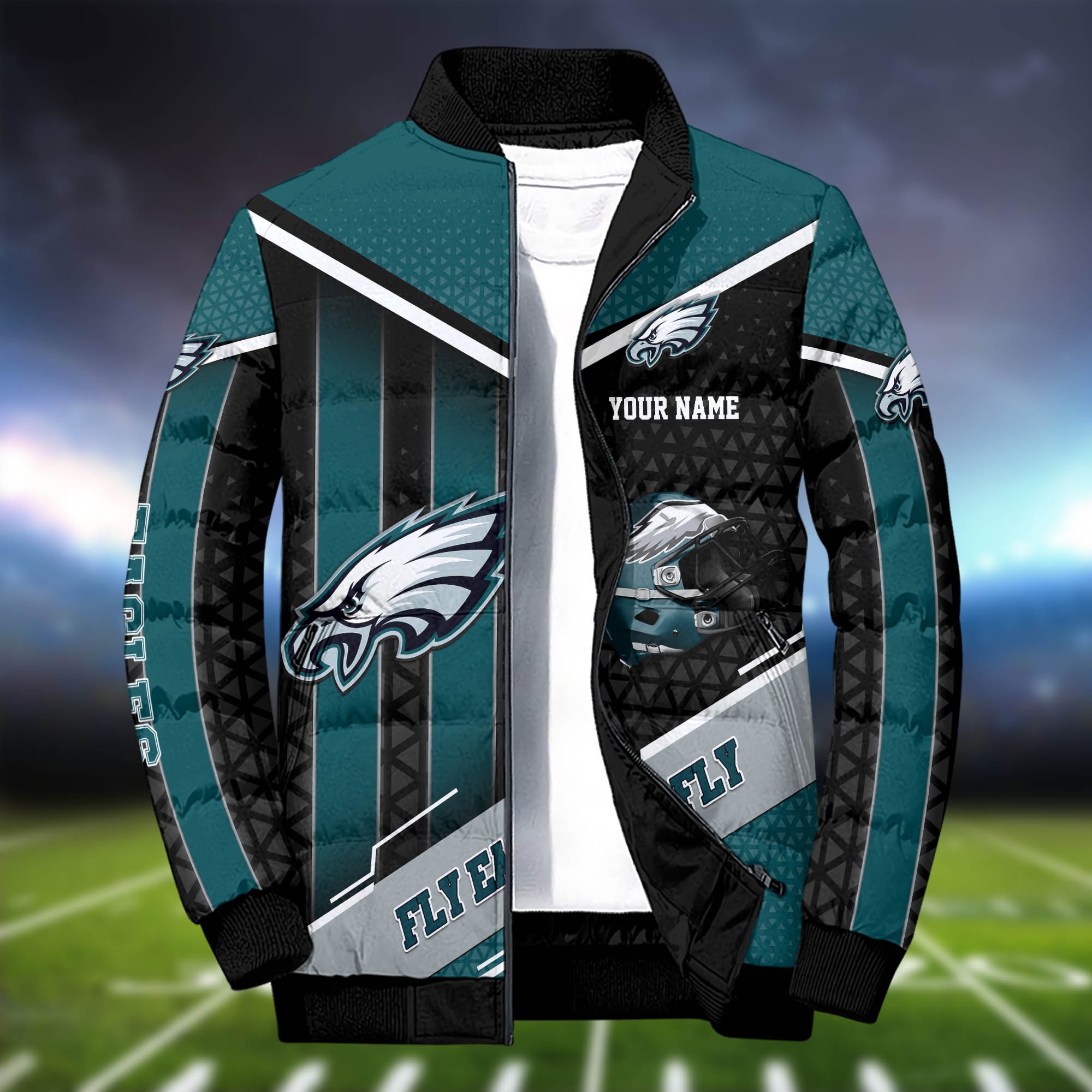 Alternative view of Philadelphia Eagles Puffer Jacket And Sweatpants 2024 Version Personalized Your Name, Puffer Jacket For Sport Fans, Sport Sweatpants, Gifts For Sport Lovers ETHY-62775