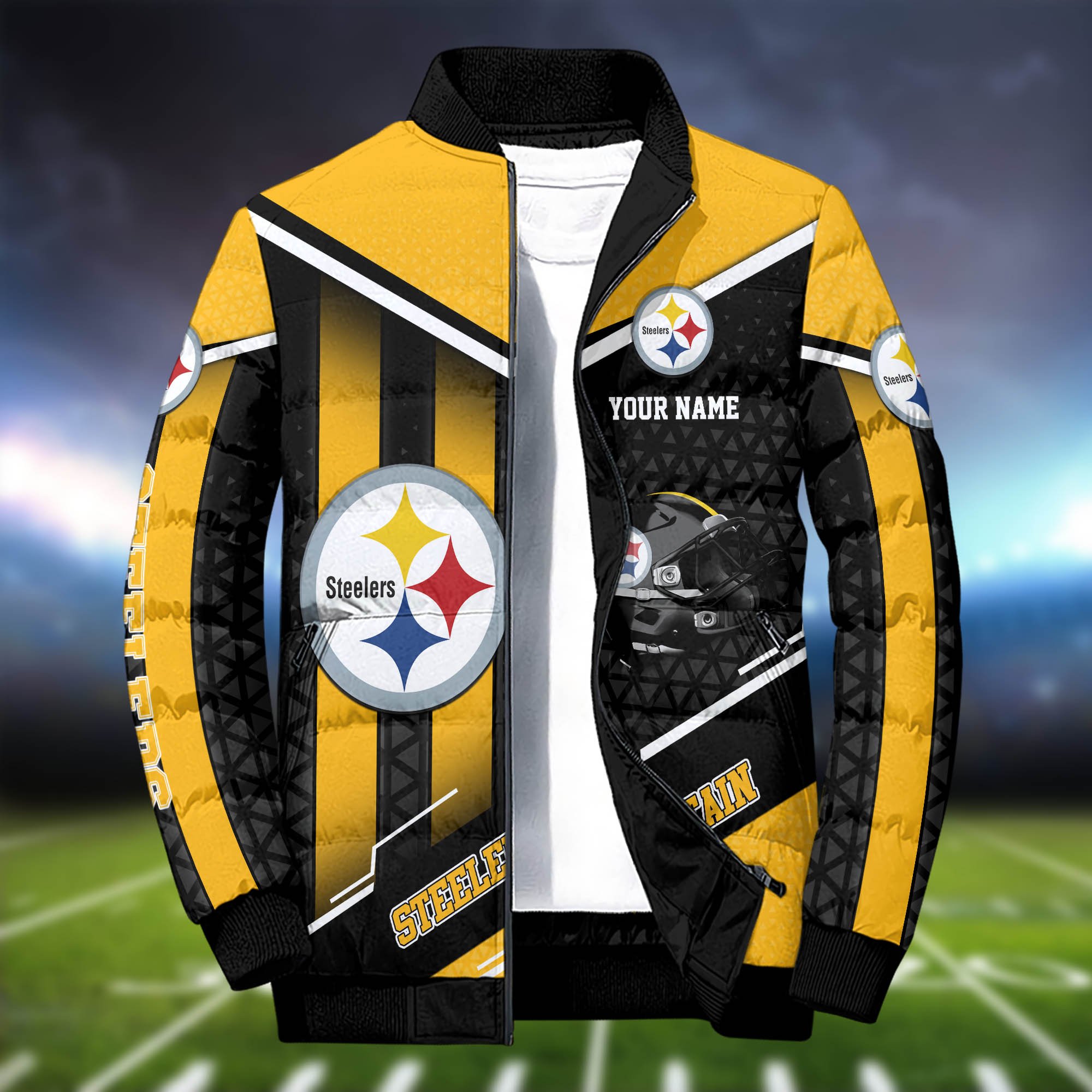Alternative view of Pittsburgh Steelers Puffer Jacket And Sweatpants 2024 Version Personalized Your Name, Puffer Jacket For Sport Fans, Sport Sweatpants, Gifts For Sport Lovers ETHY-62775
