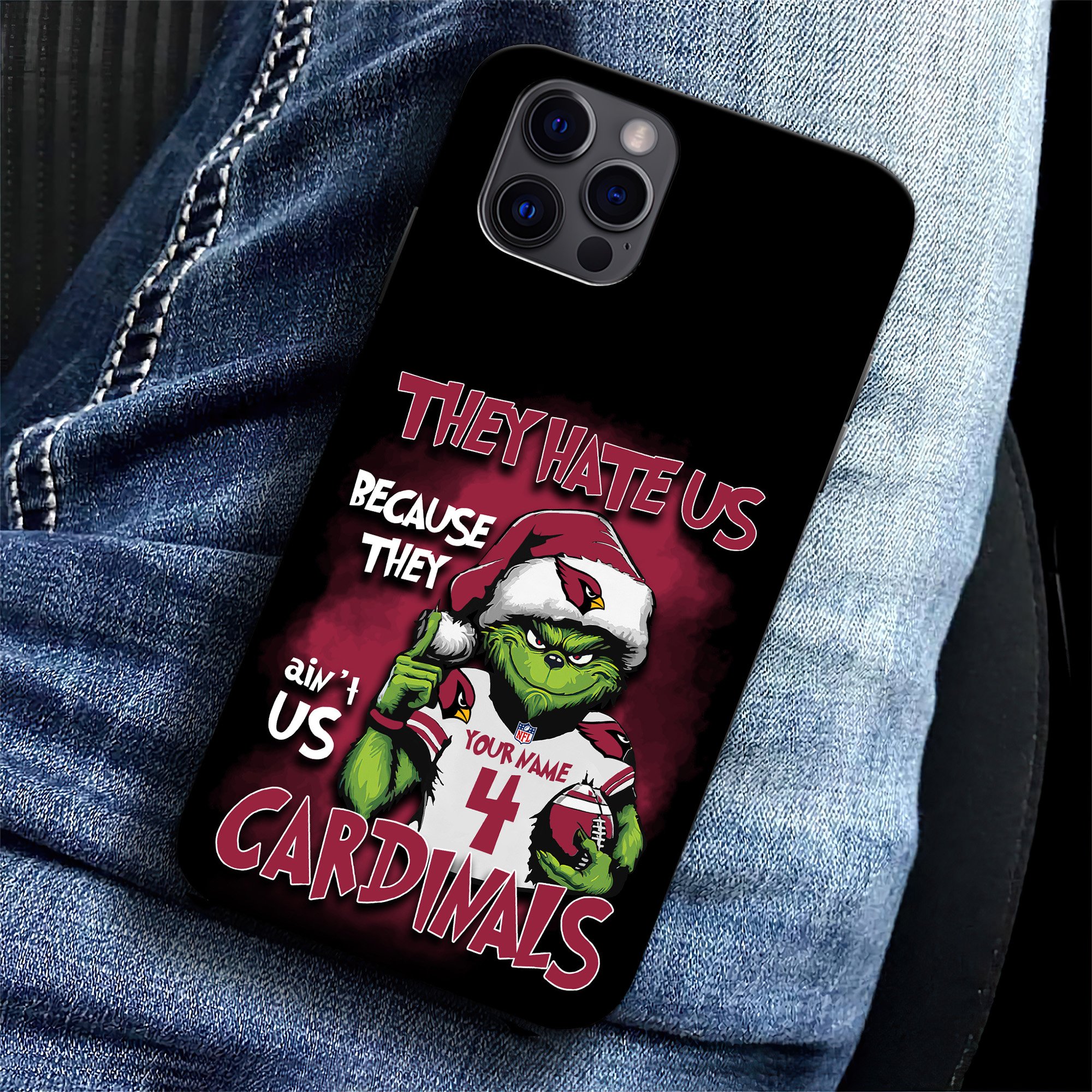Arizona Cardinals Football Team Phone Case Custom Your Name And Number 2024 Versions, Grinch Phone Accessories, Gifts For Fan EHIVM-53518 - Image 6