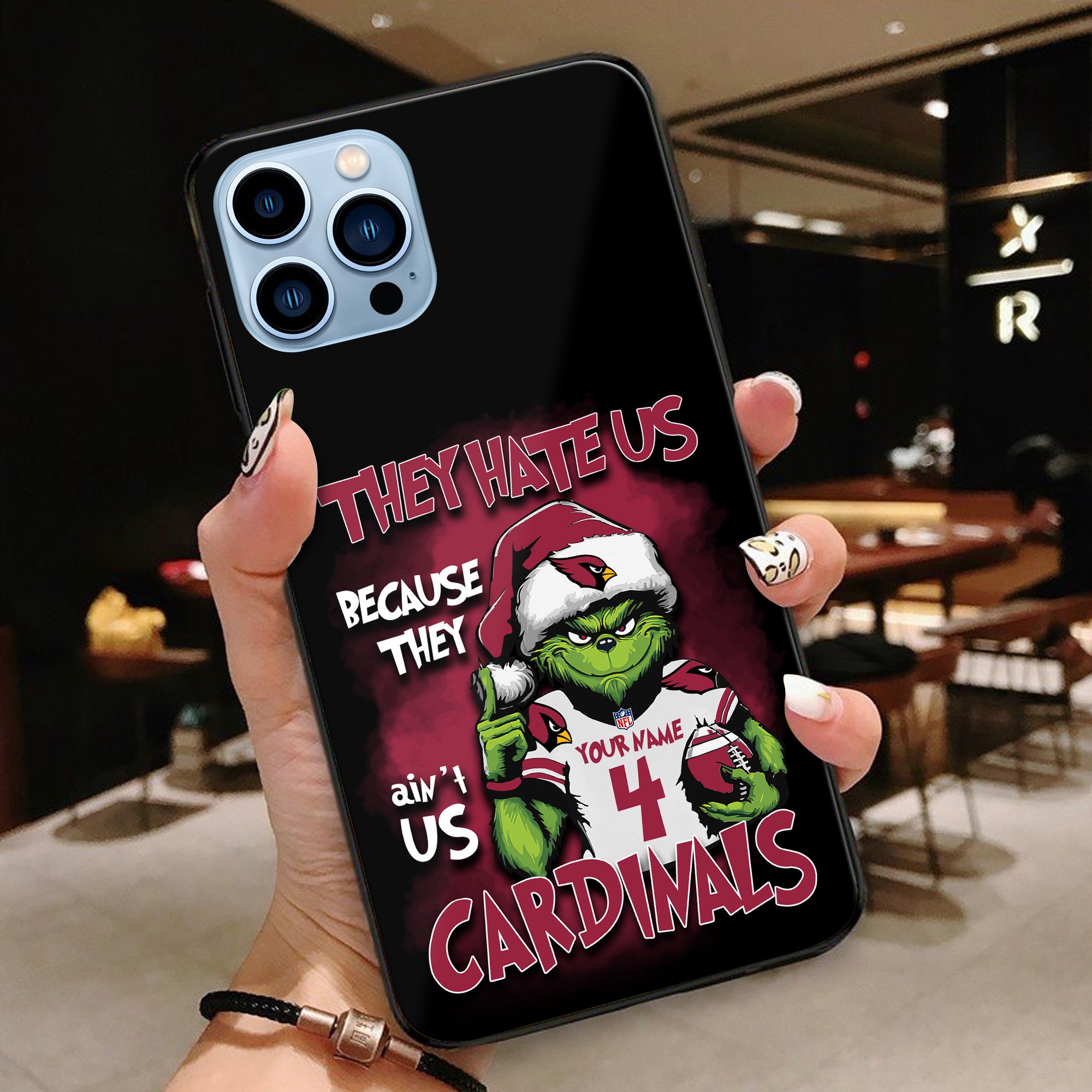 Arizona Cardinals Football Team Phone Case Custom Your Name And Number 2024 Versions, Grinch Phone Accessories, Gifts For Fan EHIVM-53518