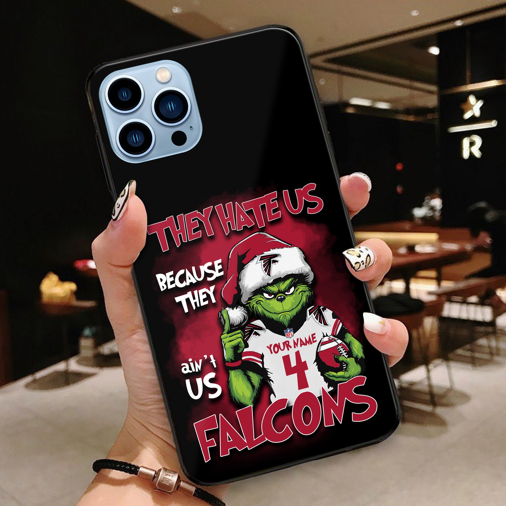 Atlanta Falcons Football Team Phone Case Custom Your Name And Number 2024 Versions, Grinch Phone Accessories, Gifts For Fan EHIVM-53518