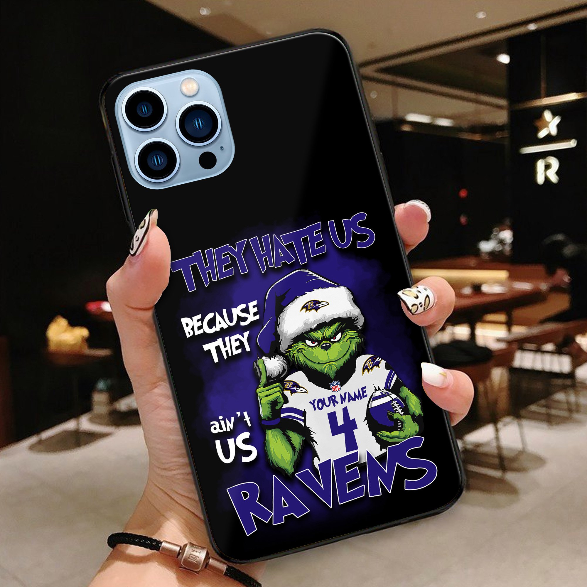 Baltimore Ravens Football Team Phone Case Custom Your Name And Number 2024 Versions, Grinch Phone Accessories, Gifts For Fan EHIVM-53518