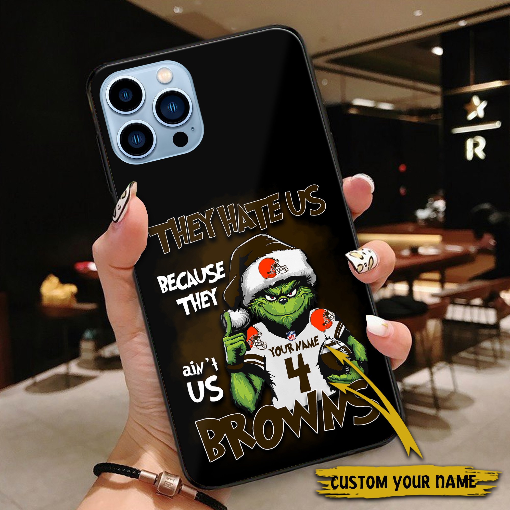 Alternative view of Cleveland Browns Football Team Phone Case Custom Your Name And Number 2024 Versions, Grinch Phone Accessories, Gifts For Fan EHIVM-53518