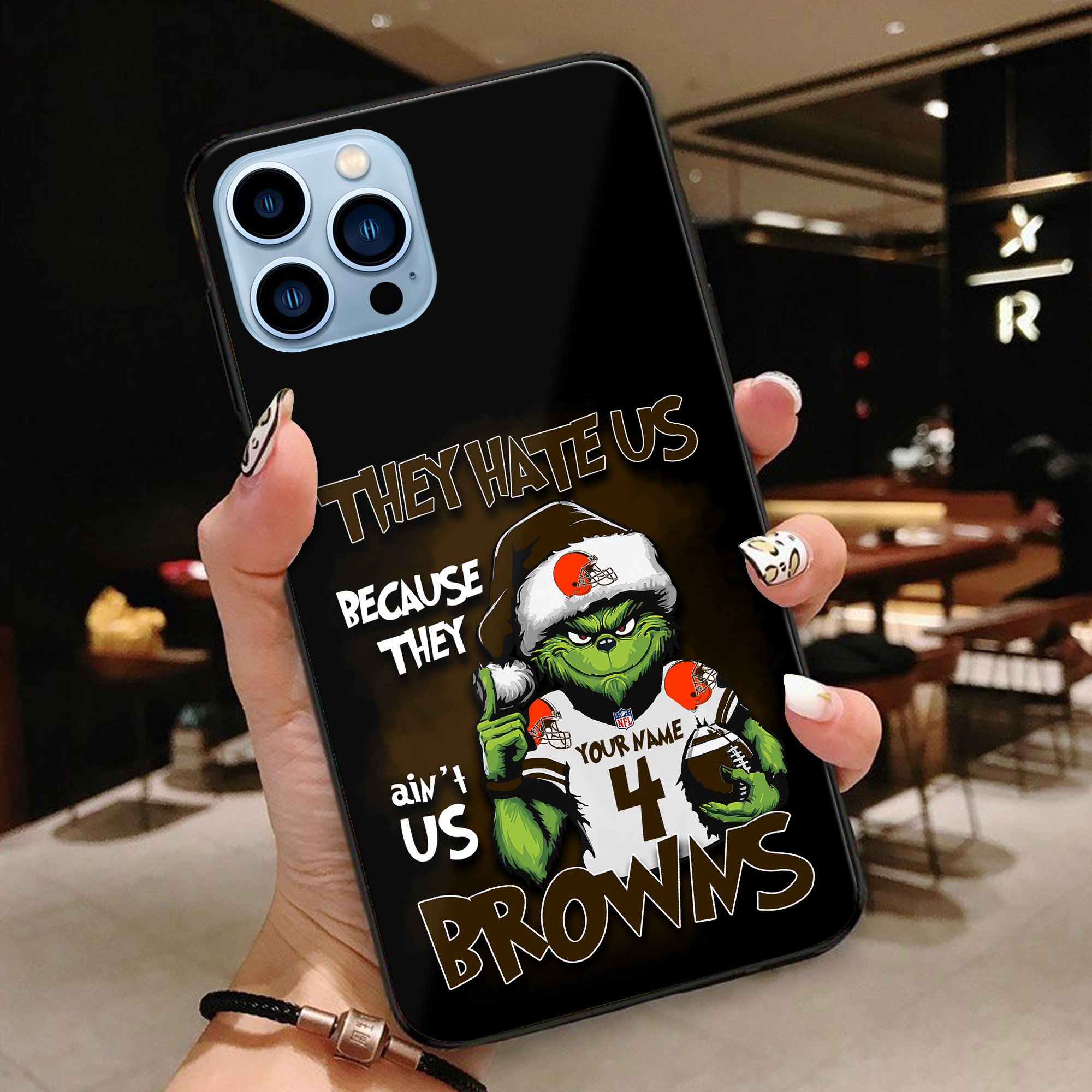 Cleveland Browns Football Team Phone Case Custom Your Name And Number 2024 Versions, Grinch Phone Accessories, Gifts For Fan EHIVM-53518