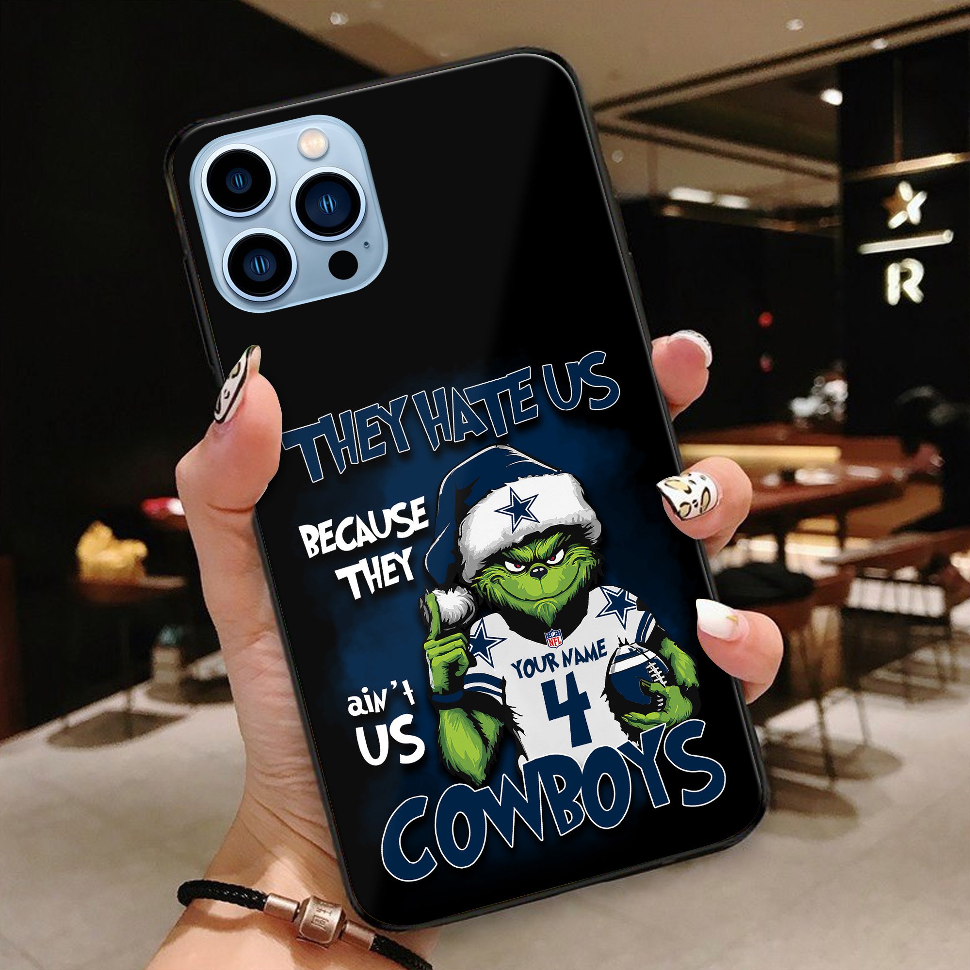 Dallas Cowboys Football Team Phone Case Custom Your Name And Number 2024 Versions, Grinch Phone Accessories, Gifts For Fan EHIVM-53518