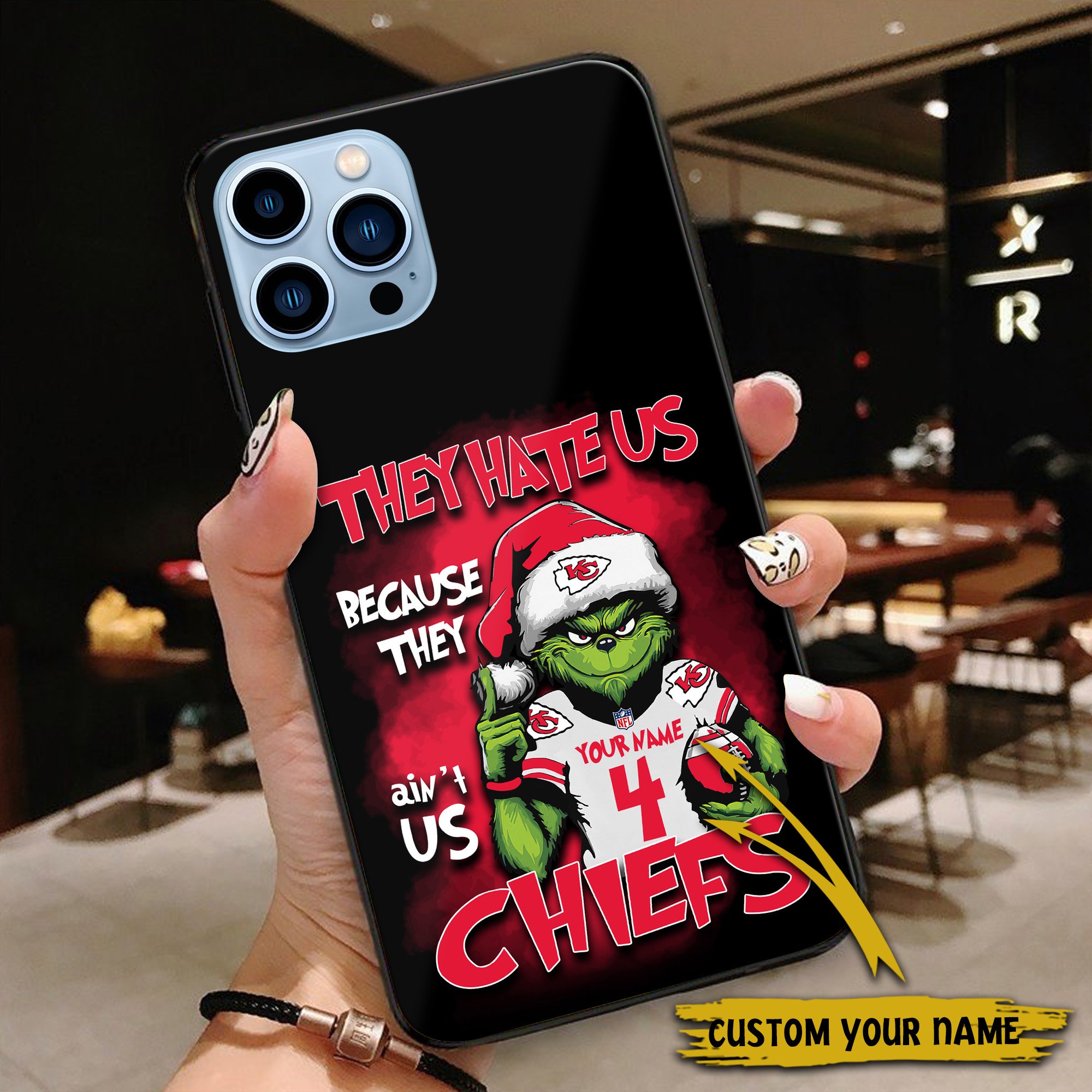 Alternative view of Kansas City Chiefs Football Team Phone Case Custom Your Name And Number 2024 Versions, Grinch Phone Accessories, Gifts For Fan EHIVM-53518