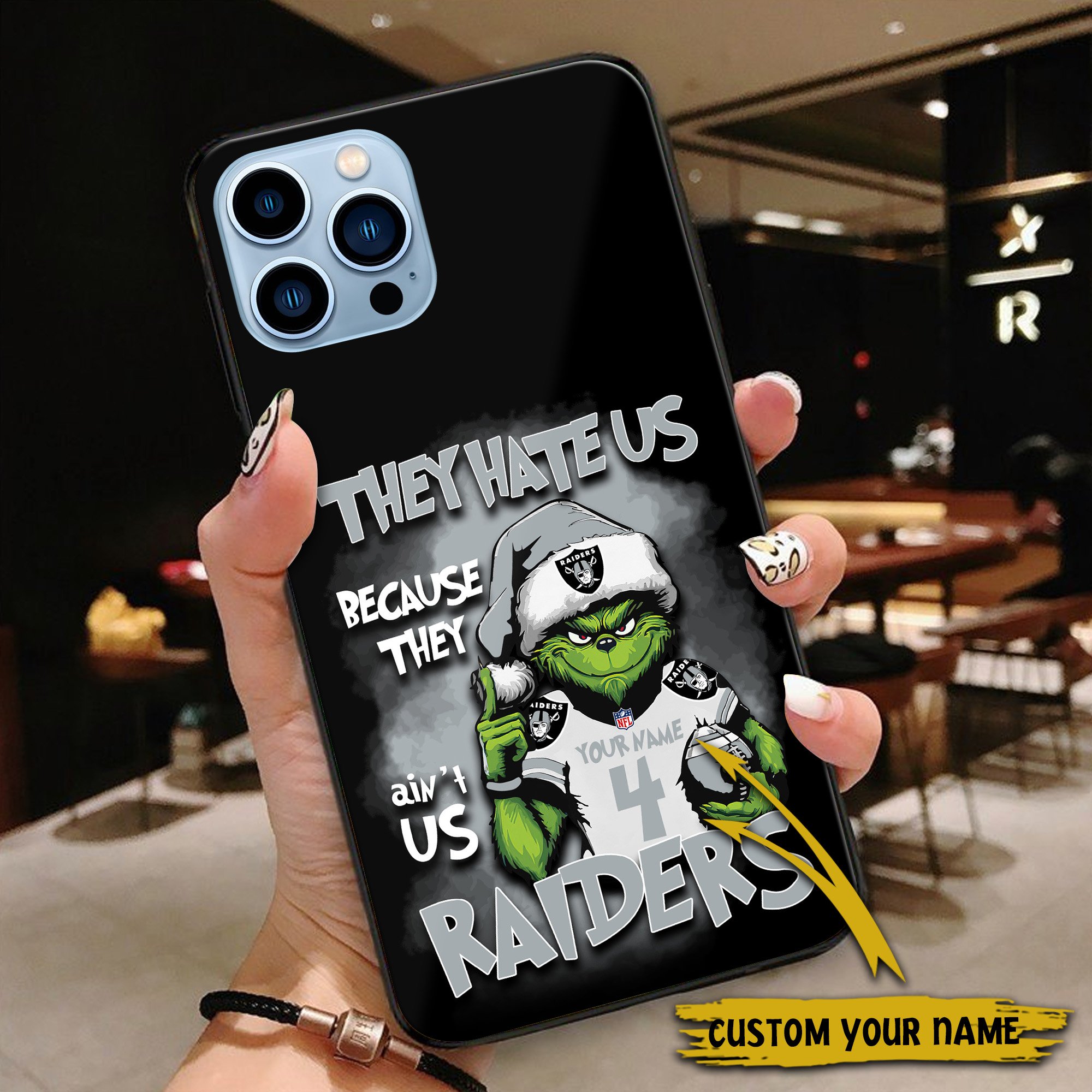Alternative view of Las Vegas Raiders Football Team Phone Case Custom Your Name And Number 2024 Versions, Grinch Phone Accessories, Gifts For Fan EHIVM-53518