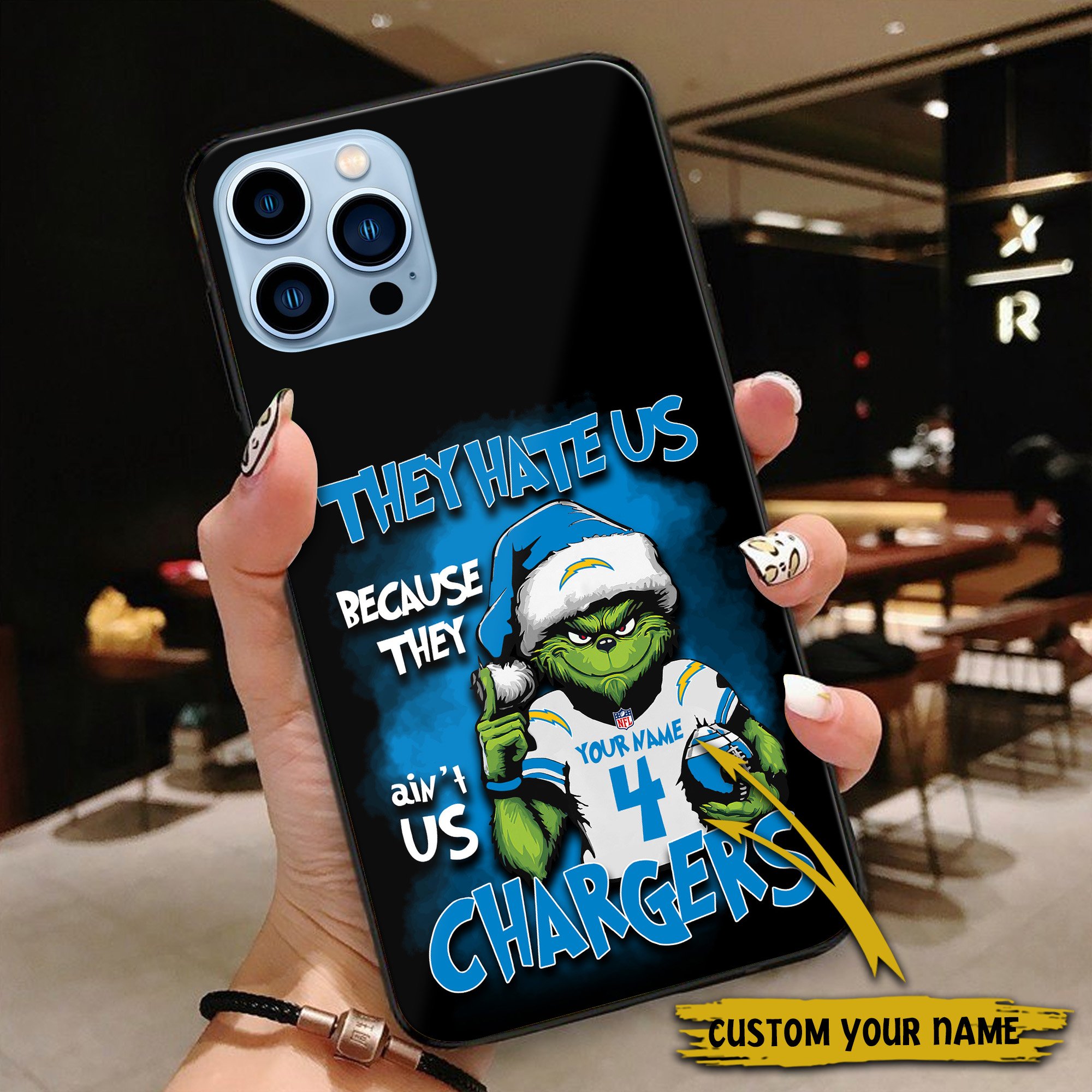 Alternative view of Los Angeles Chargers Football Team Phone Case Custom Your Name And Number 2024 Versions, Grinch Phone Accessories, Gifts For Fan EHIVM-53518
