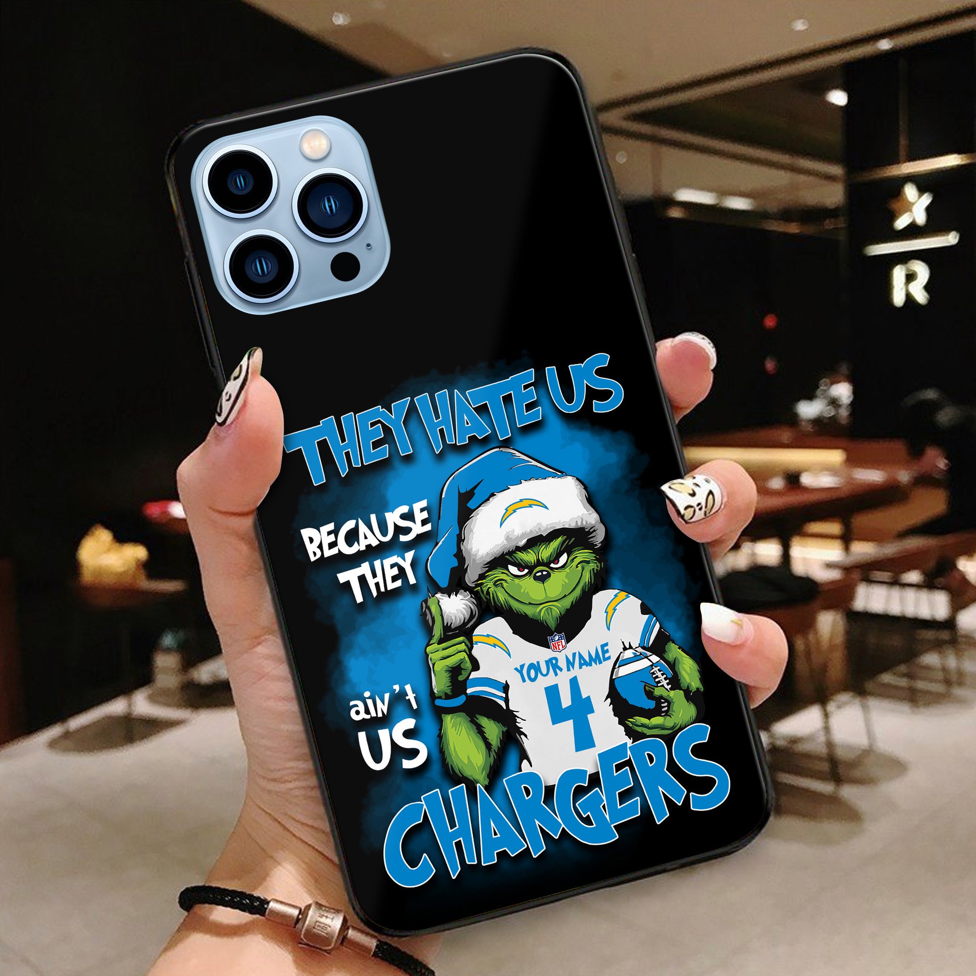 Los Angeles Chargers Football Team Phone Case Custom Your Name And Number 2024 Versions, Grinch Phone Accessories, Gifts For Fan EHIVM-53518