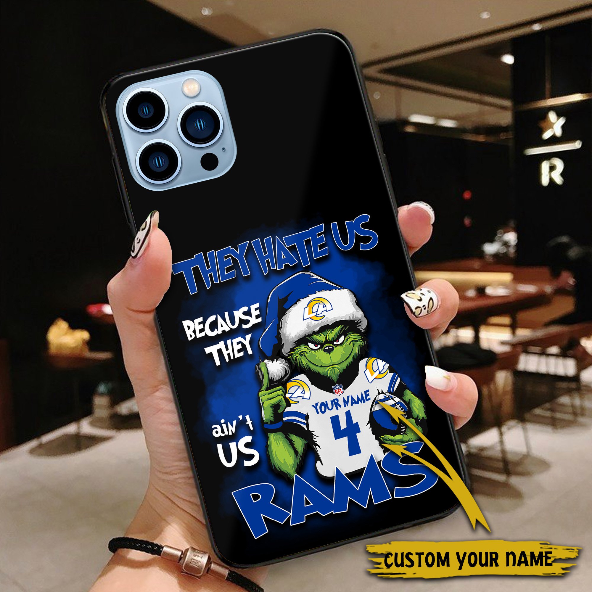 Alternative view of Los Angeles Rams Football Team Phone Case Custom Your Name And Number 2024 Versions, Grinch Phone Accessories, Gifts For Fan EHIVM-53518