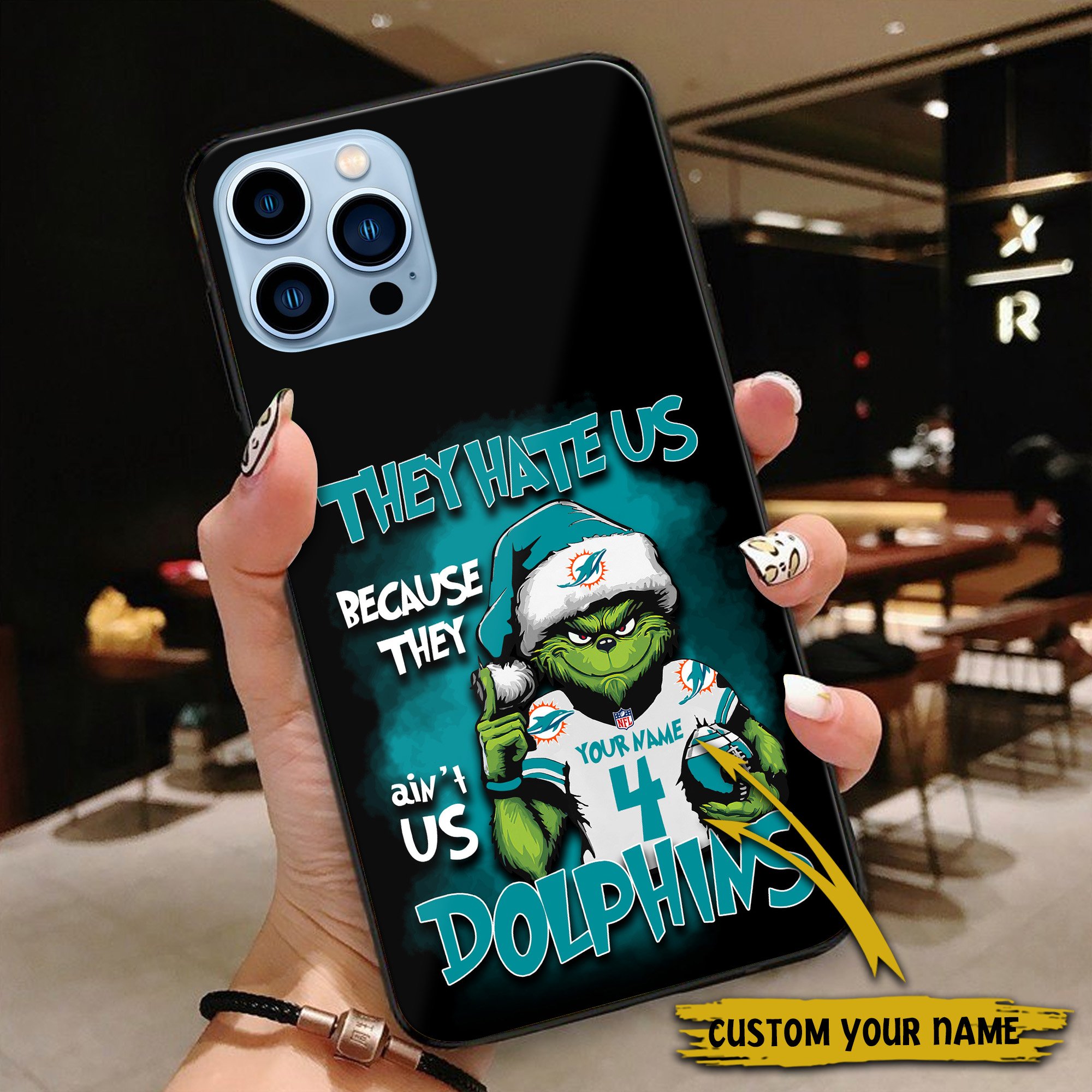 Alternative view of Miami Dolphins Football Team Phone Case Custom Your Name And Number 2024 Versions, Grinch Phone Accessories, Gifts For Fan EHIVM-53518