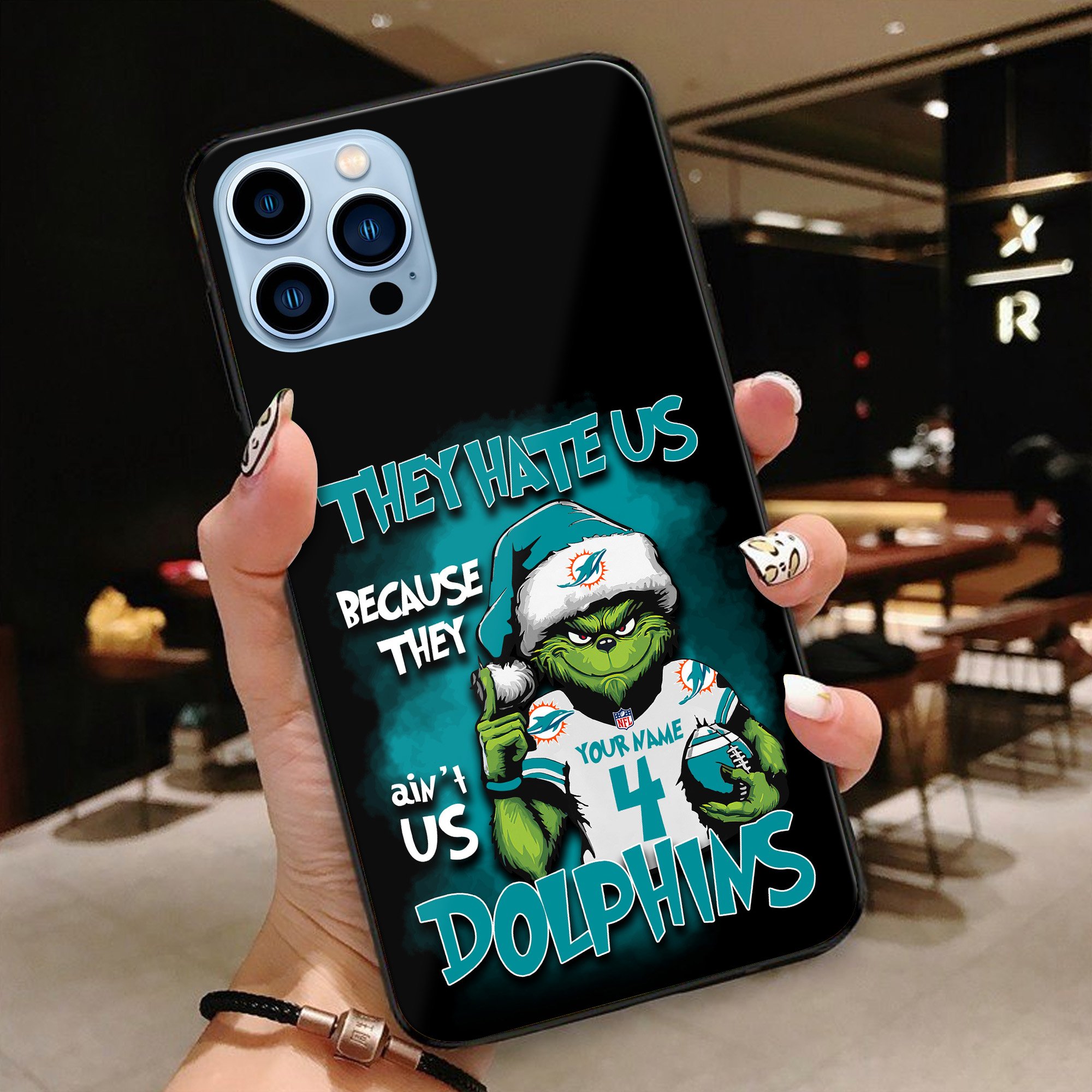 Miami Dolphins Football Team Phone Case Custom Your Name And Number 2024 Versions, Grinch Phone Accessories, Gifts For Fan EHIVM-53518