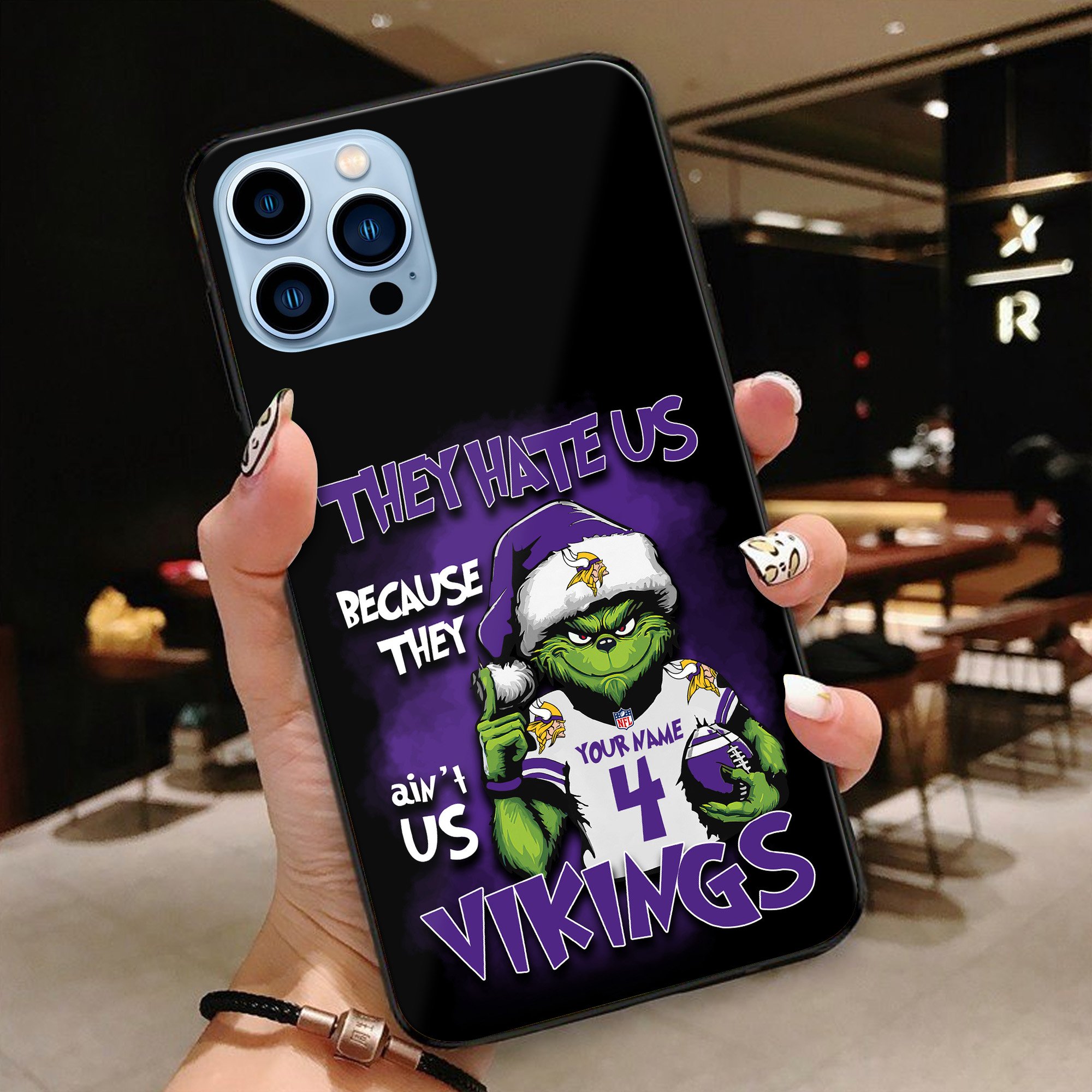 Minnesota Vikings Football Team Phone Case Custom Your Name And Number 2024 Versions, Grinch Phone Accessories, Gifts For Fan EHIVM-53518